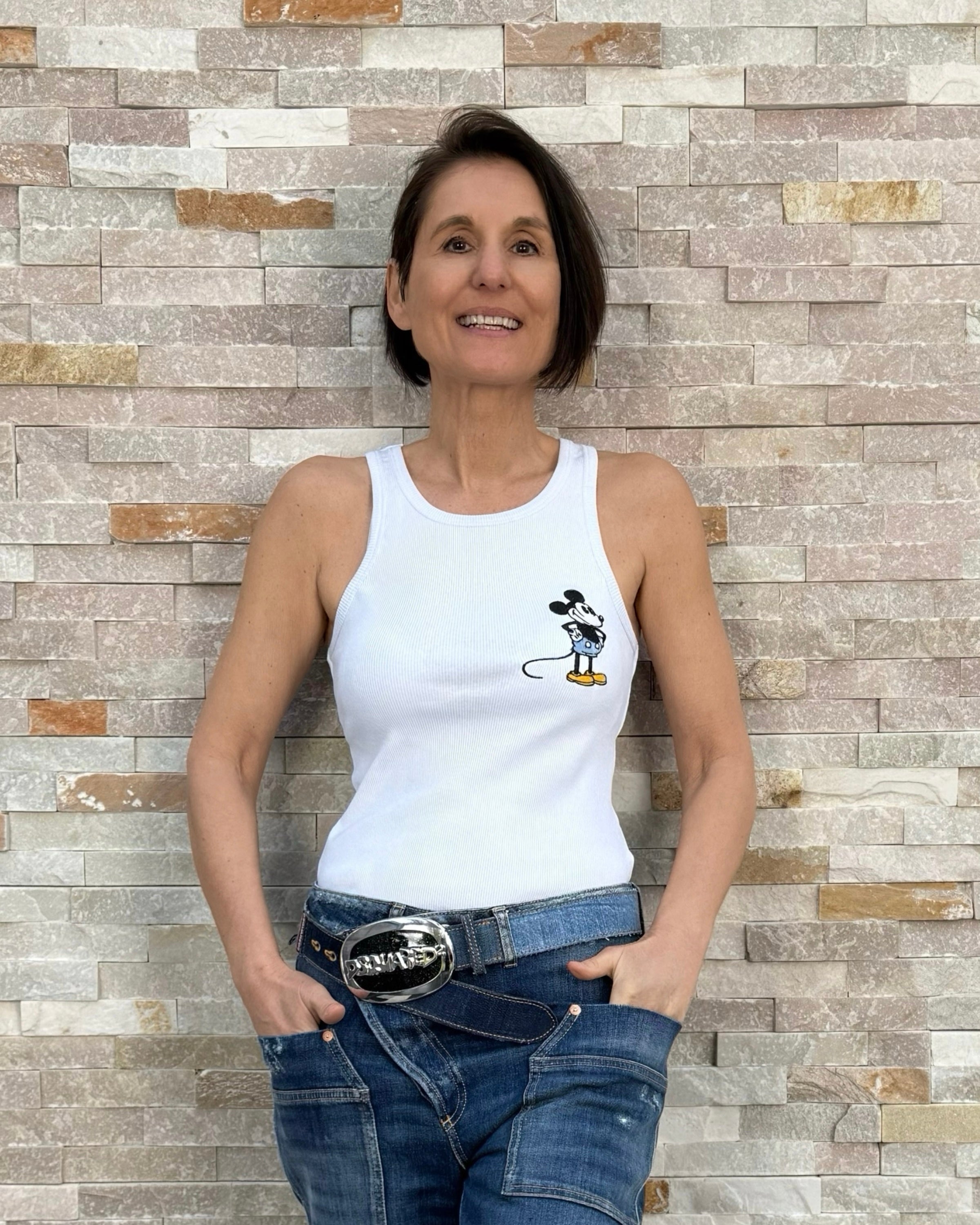 Rippen Tank Top Mouse in Weiß