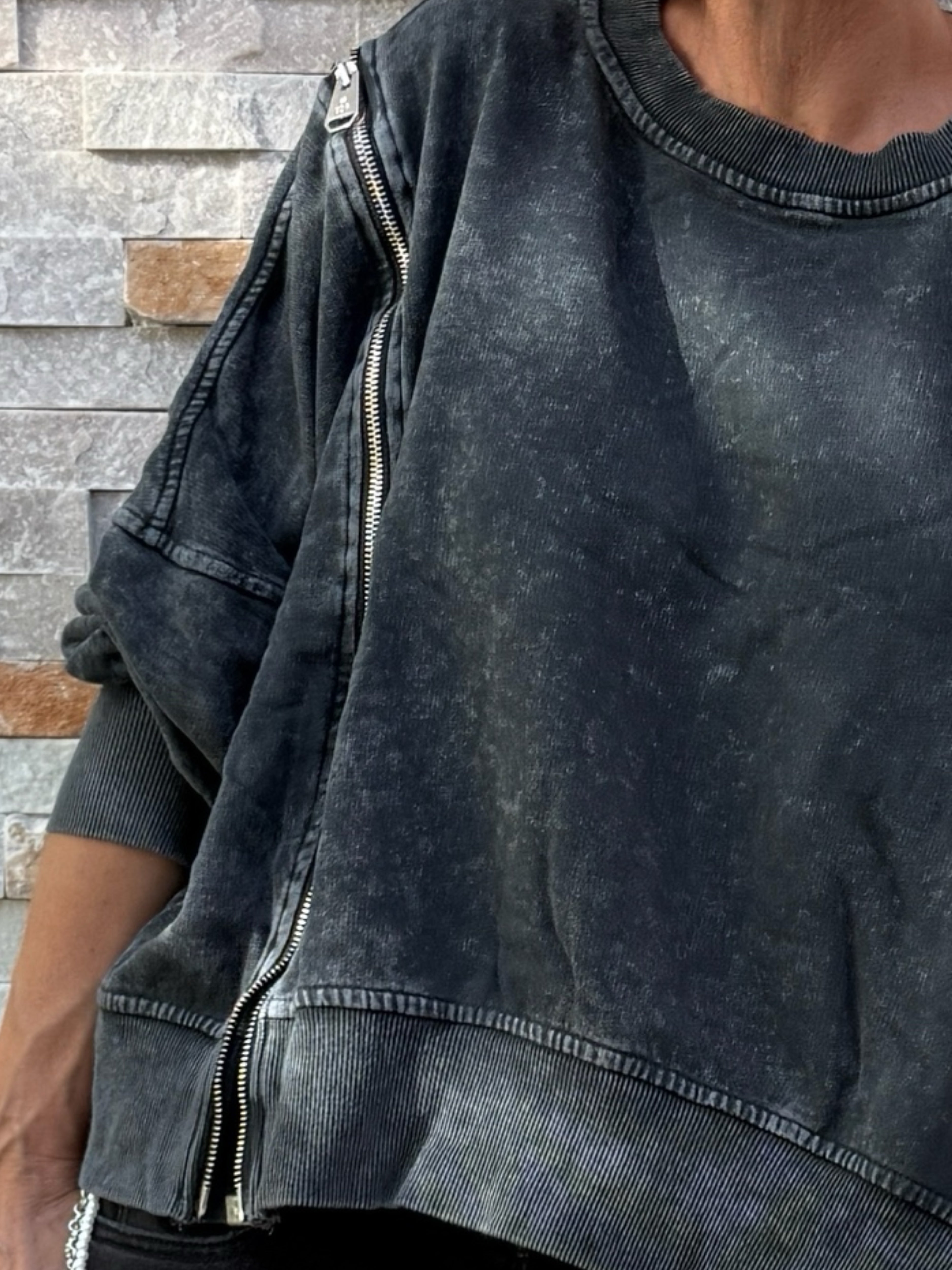 Oversized Zip-up Sweatshirt Anthrazit