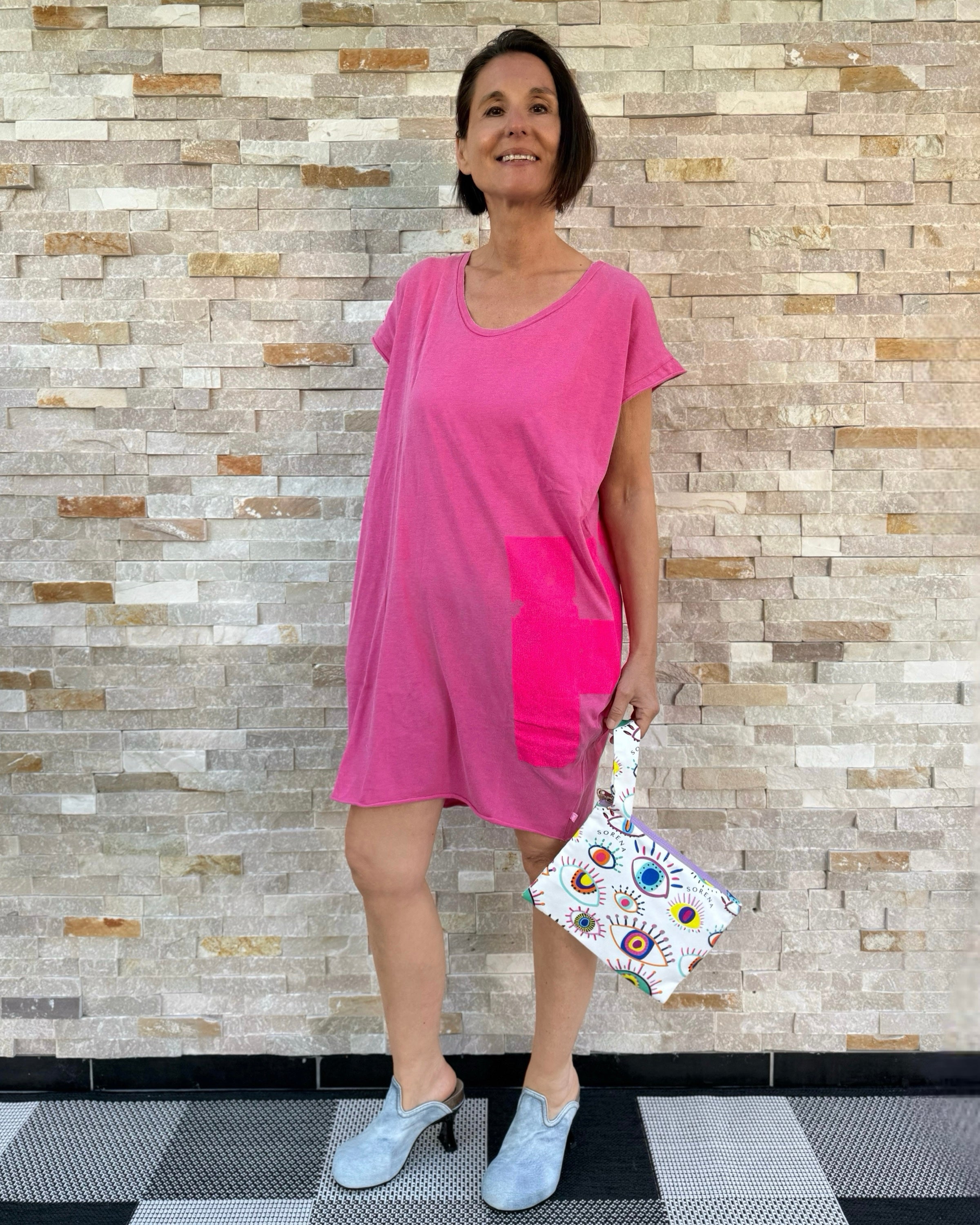 Strand Kleid Beach Fade Out Fuchsia