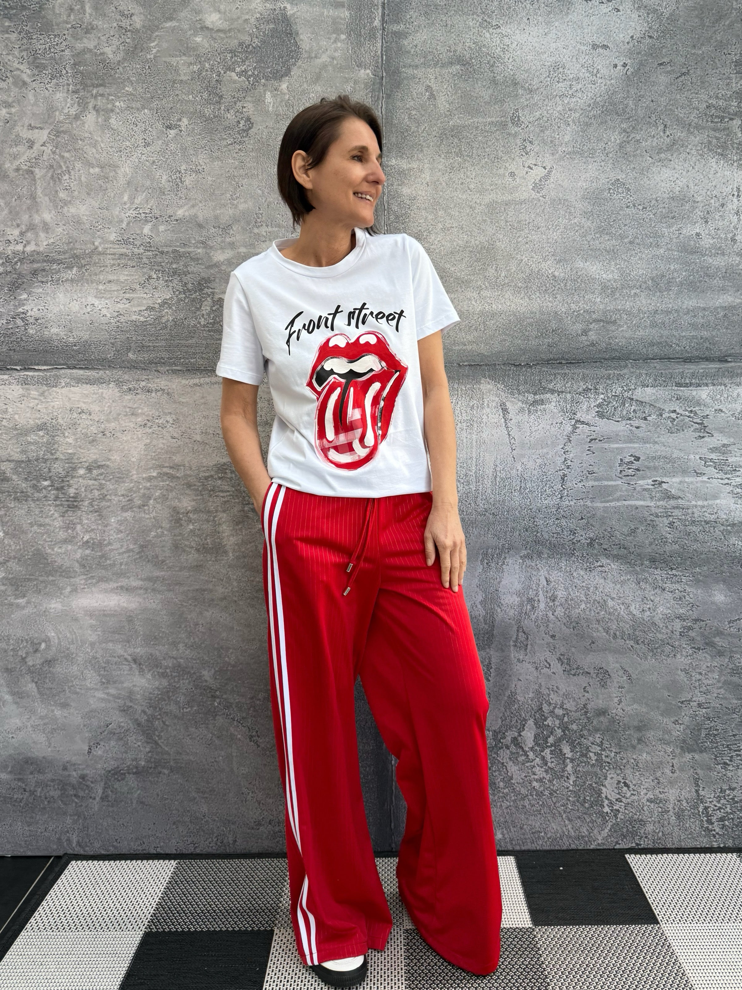 70S Rock T-Shirt mit Halbarm in Weiß