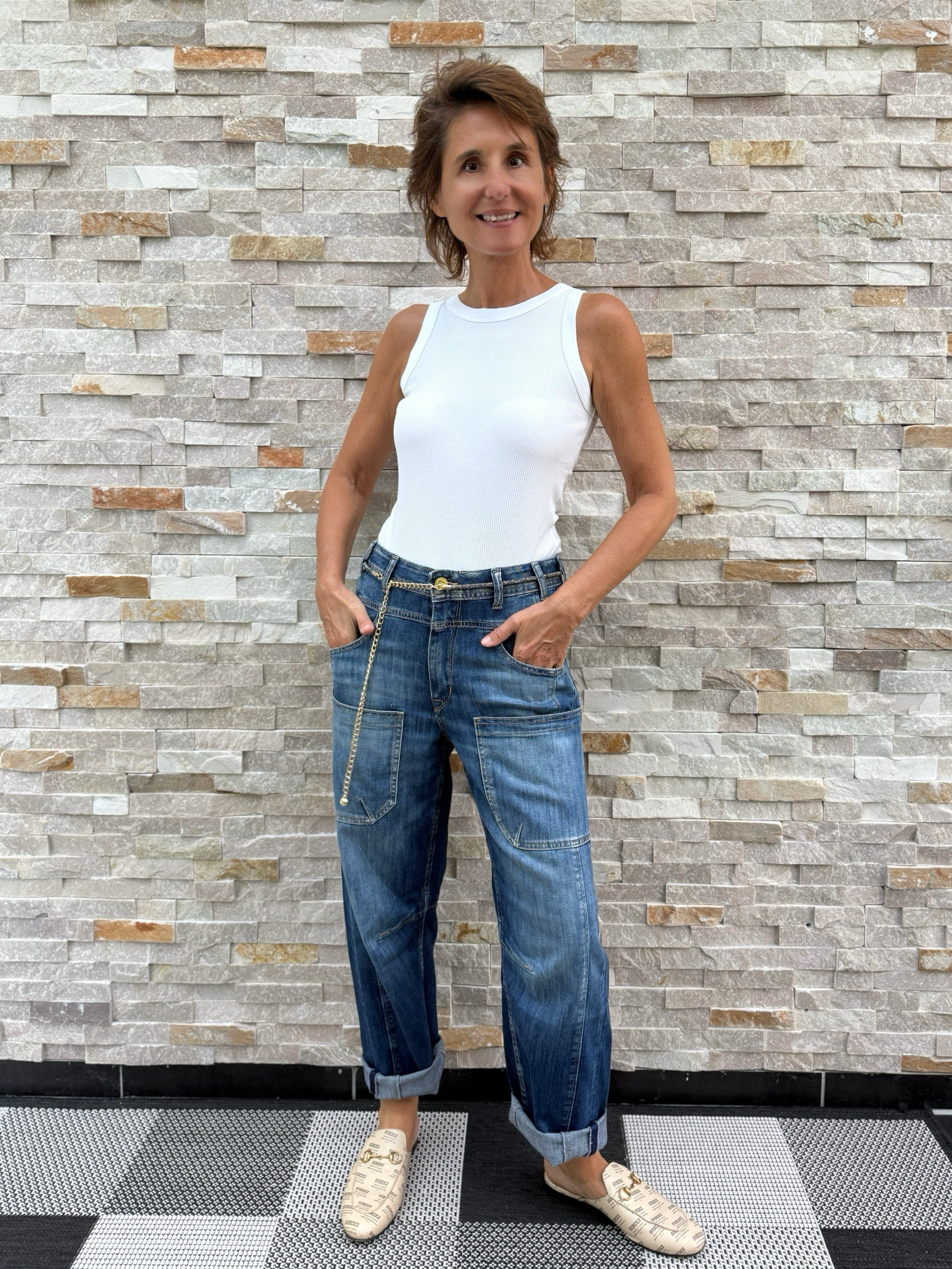 Tank Top feine Rippe in Weiß