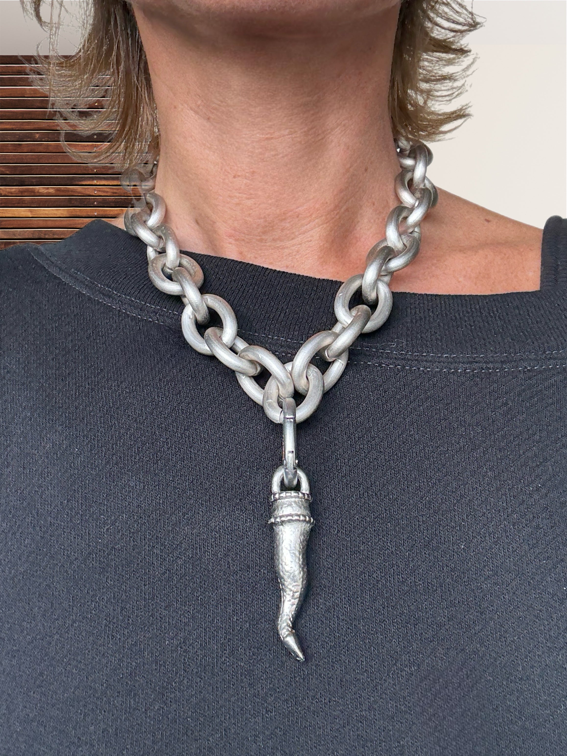 Halskette Nisida Grande mit beiten Gliedern matt Silber