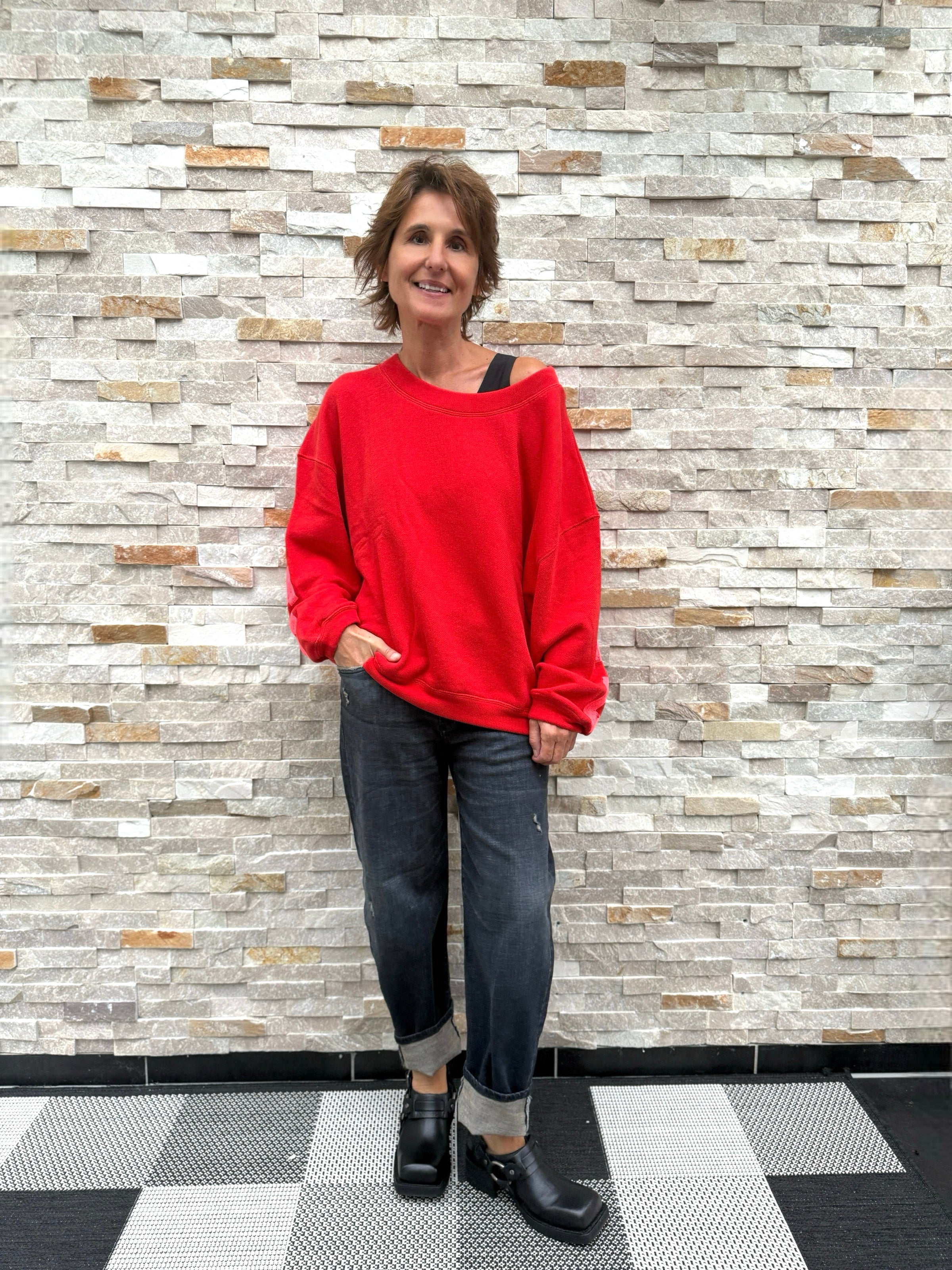 Oversized Sweatshirt Sky Dreaming Rot mit Pink