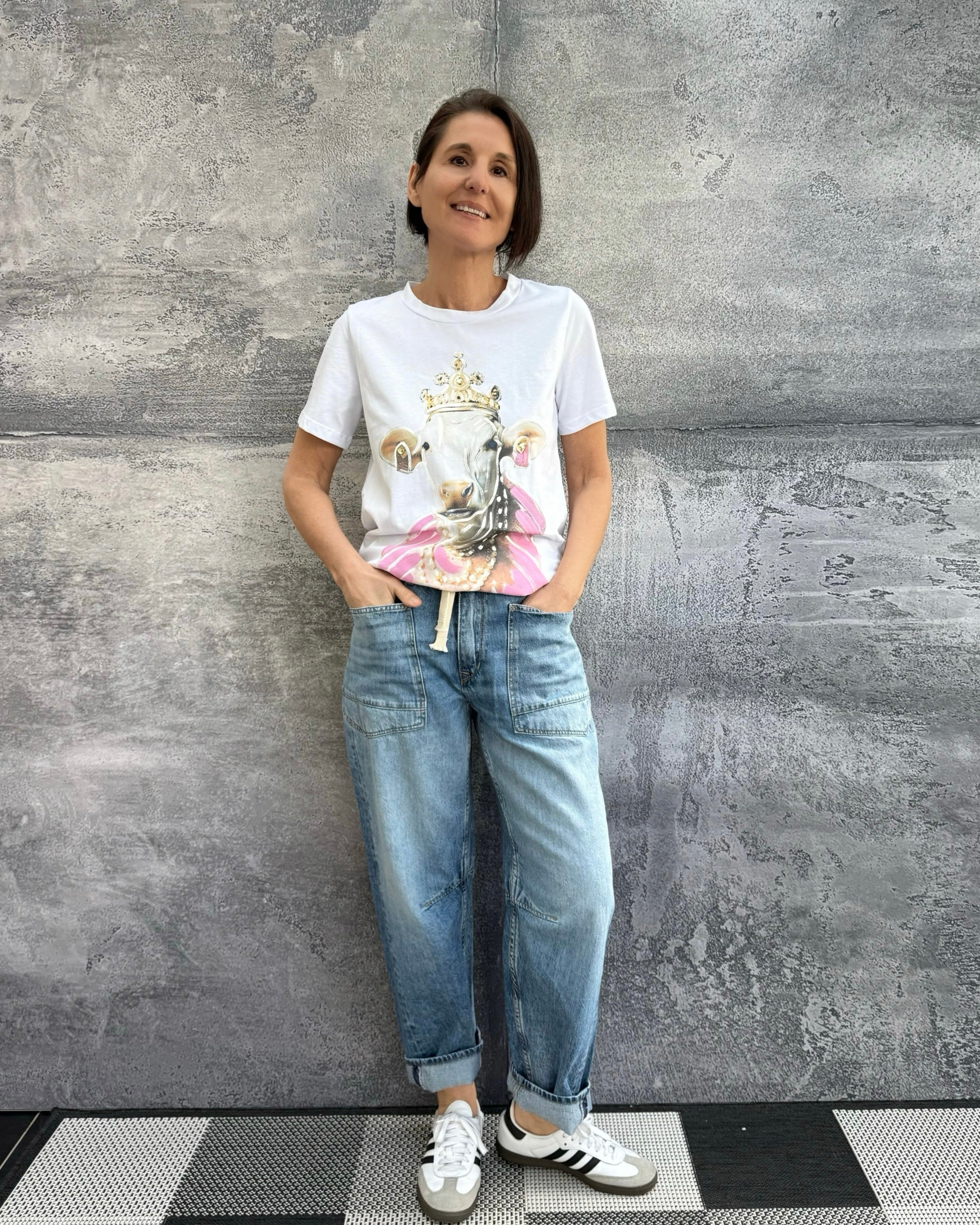 T-Shirt COW handbemalt in Weiß