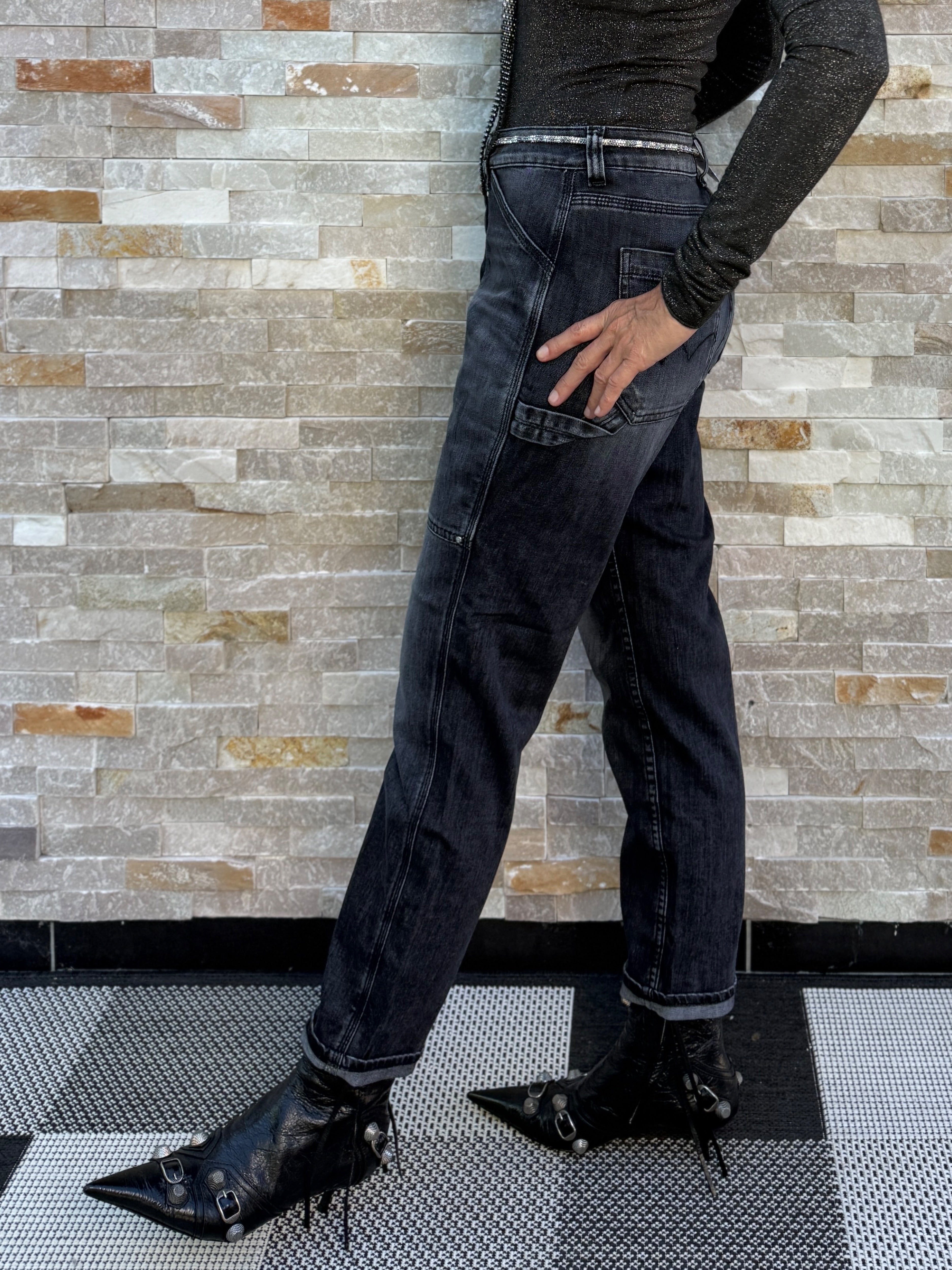 Jeans 400/60 Girlfriend Union high waist Schwarz Nr.1