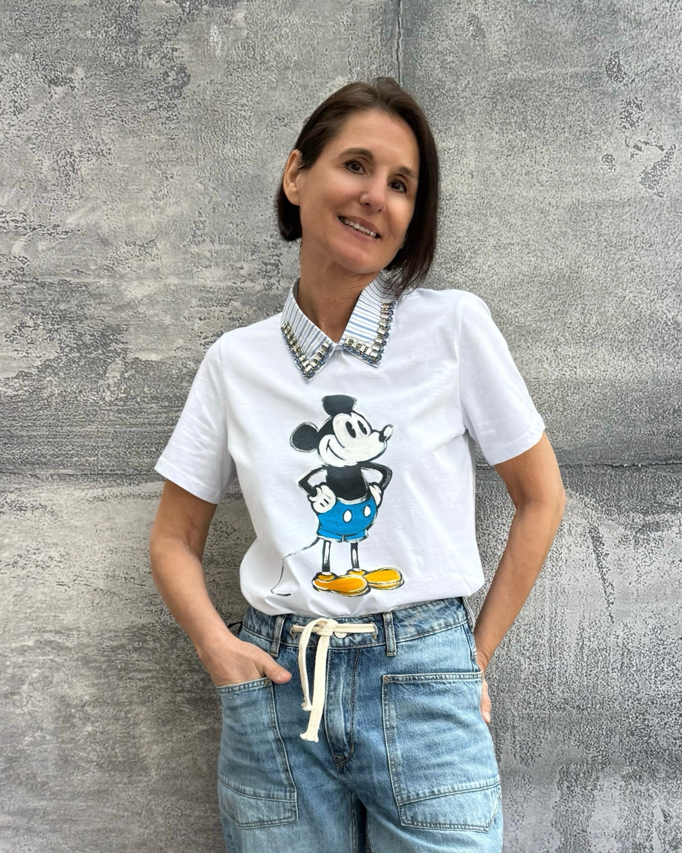 T-Shirt Cartoon Mouse mit Schmuckkragen