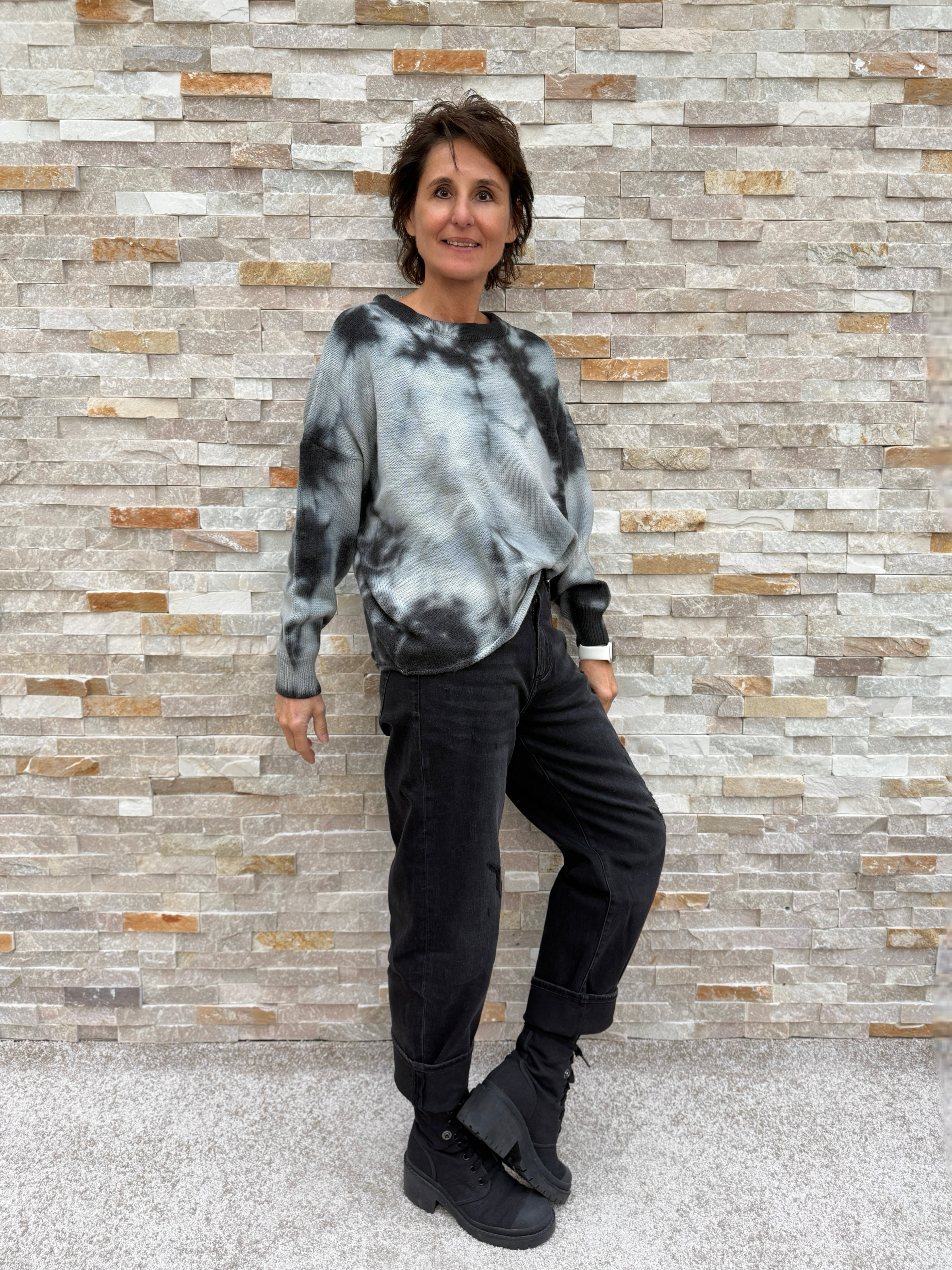 Batik Pullover WATERLOO in Schwarz