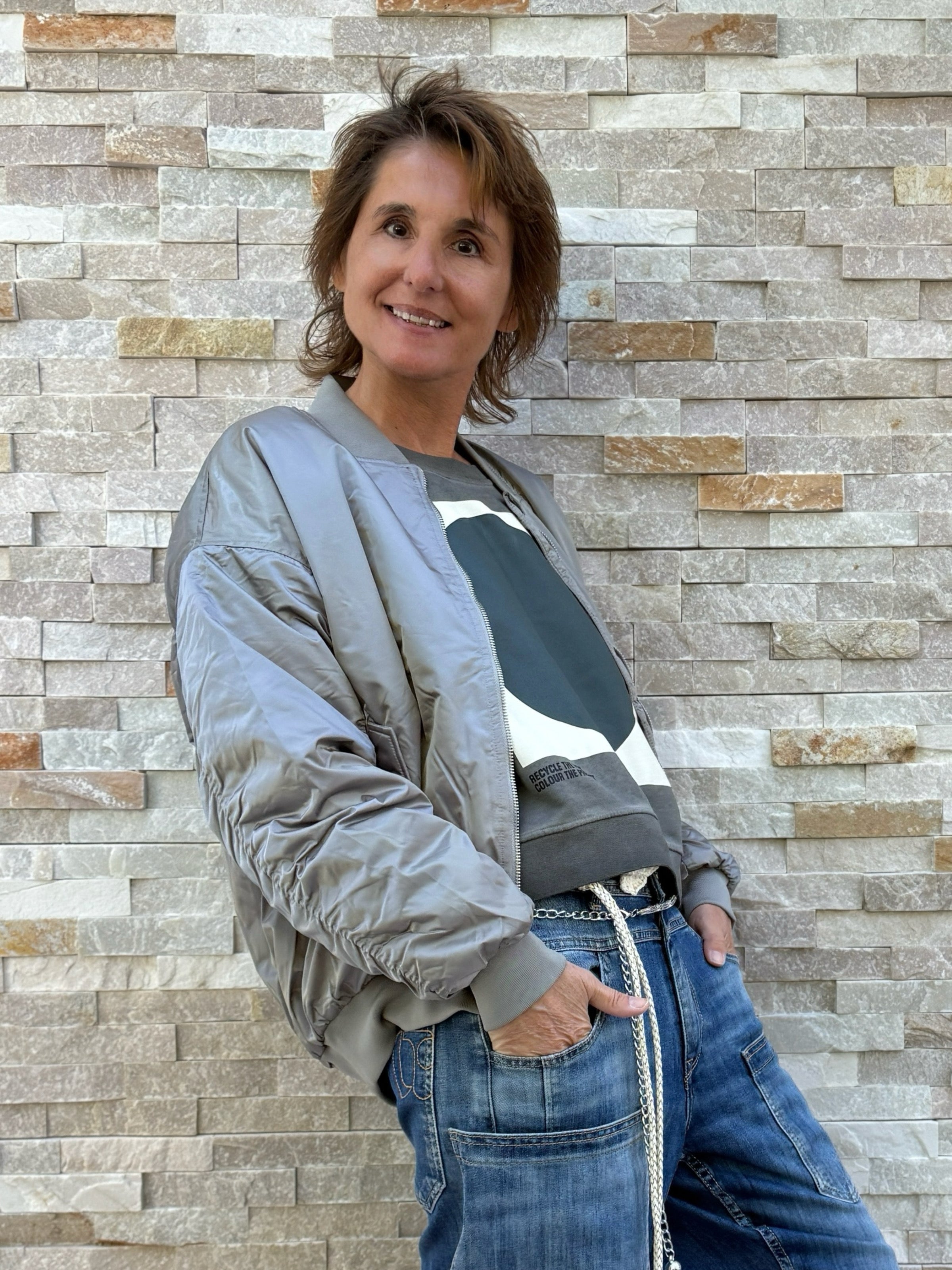 Blouson / Bomberjacke in Silbergrau