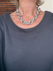 Halskette Nisida Grande mit beiten Gliedern matt Silber