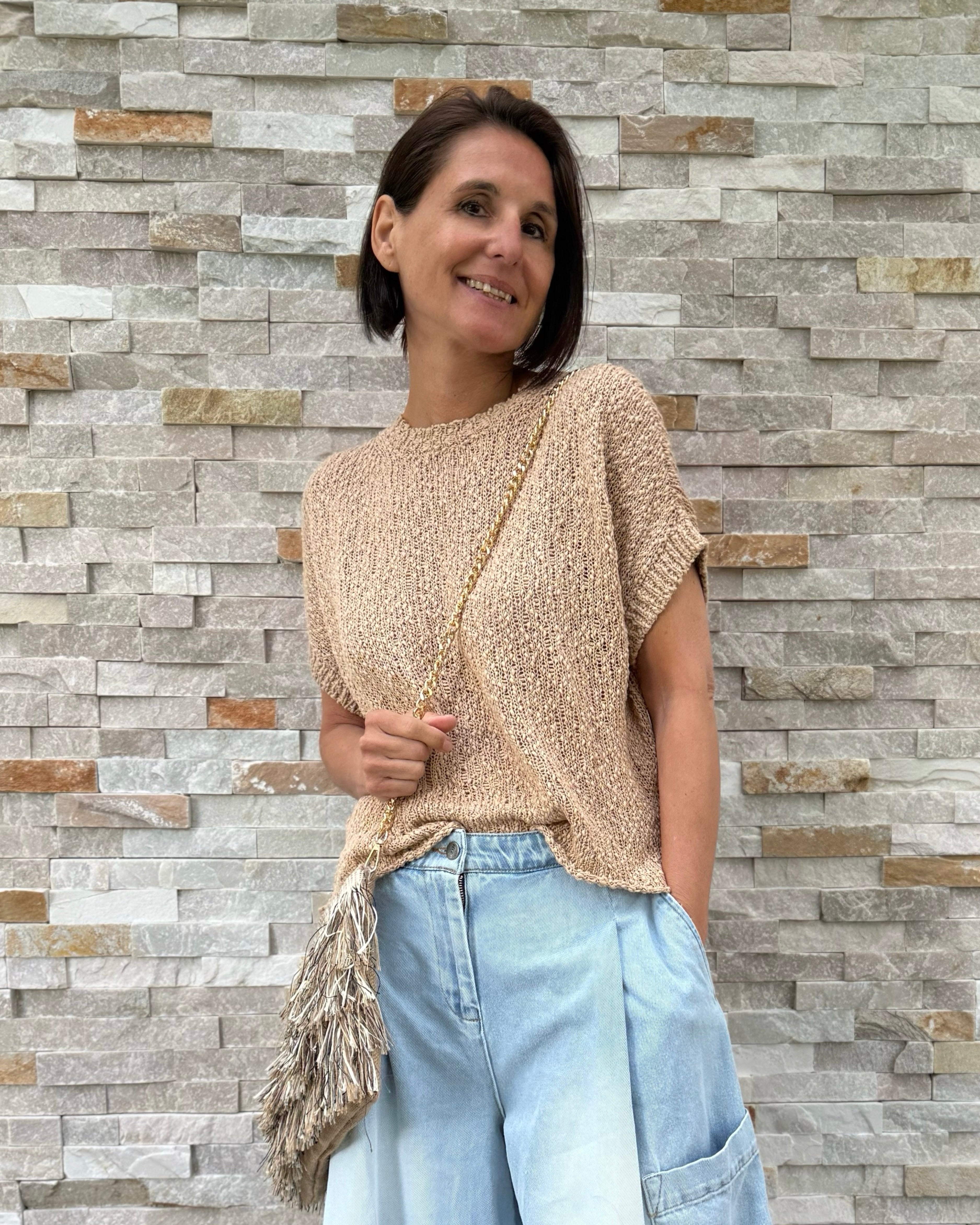 Pullover Effektgarn Wüstensand