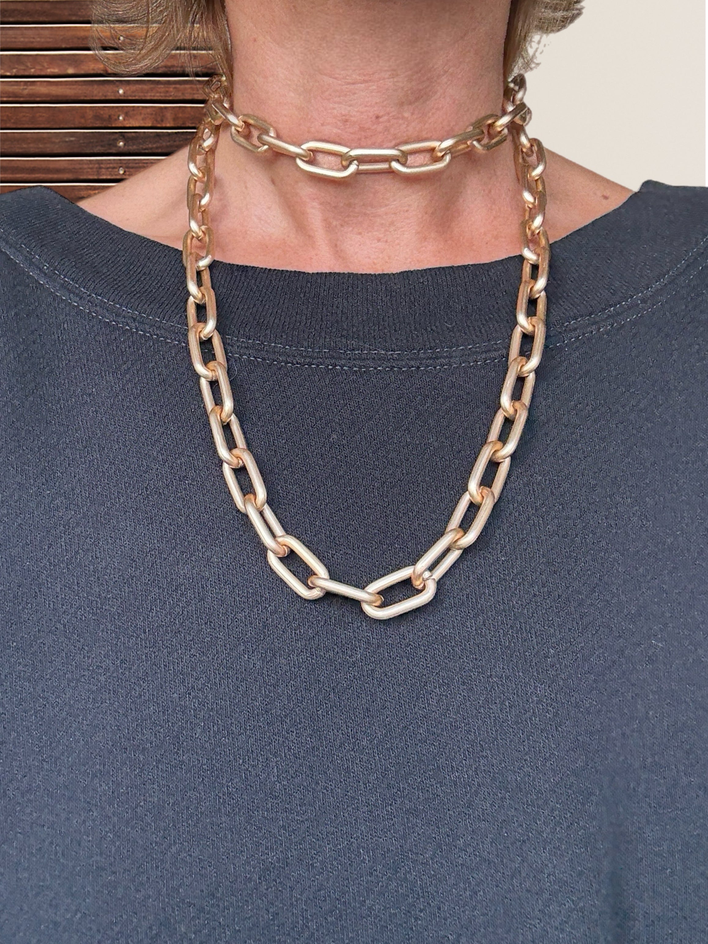 Lange Halskette Sorrento slim 90cm vergoldet matt