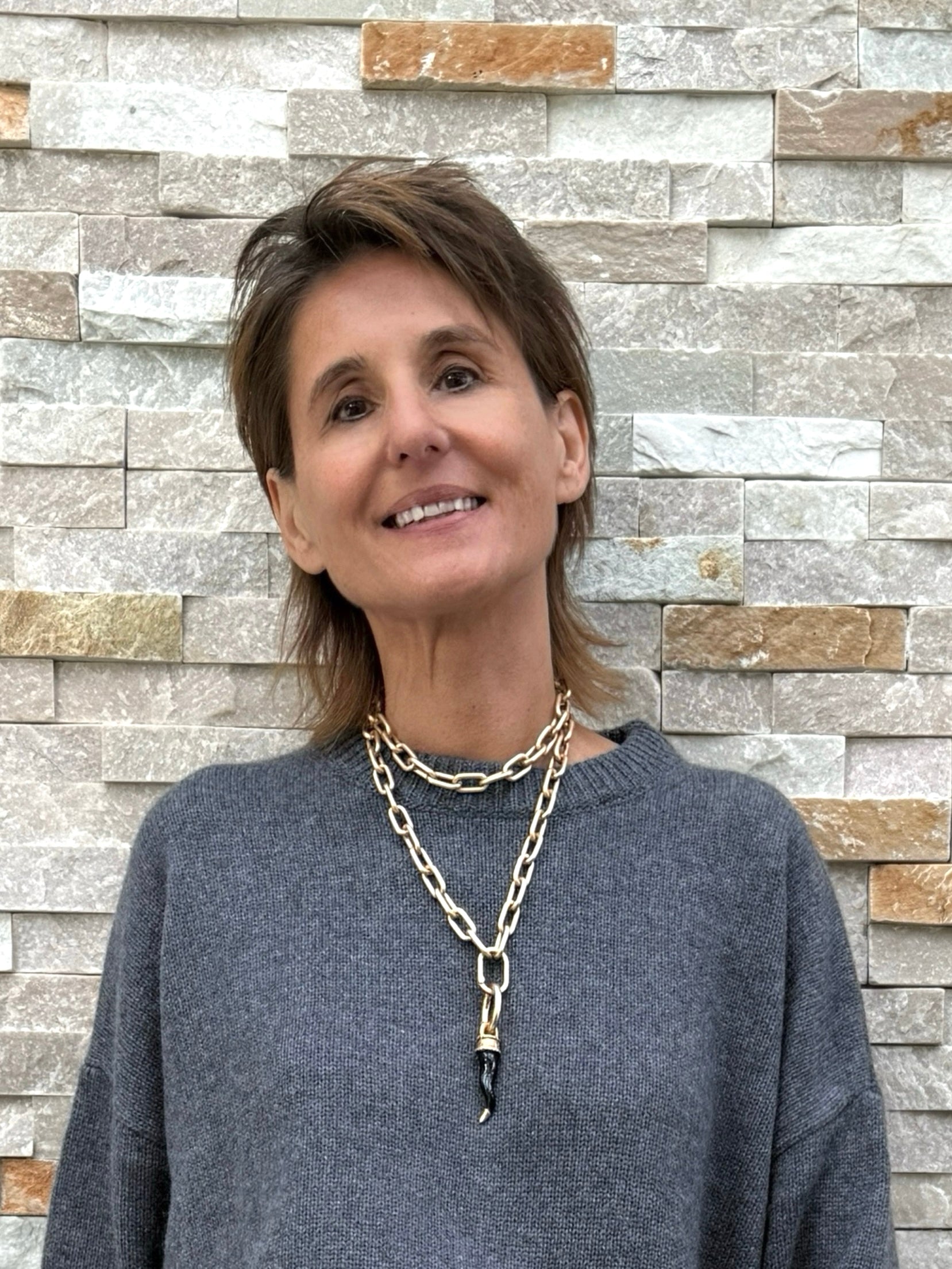 Schmuckanhänger Corno Smaltato HORN Schwarz-matt Gold