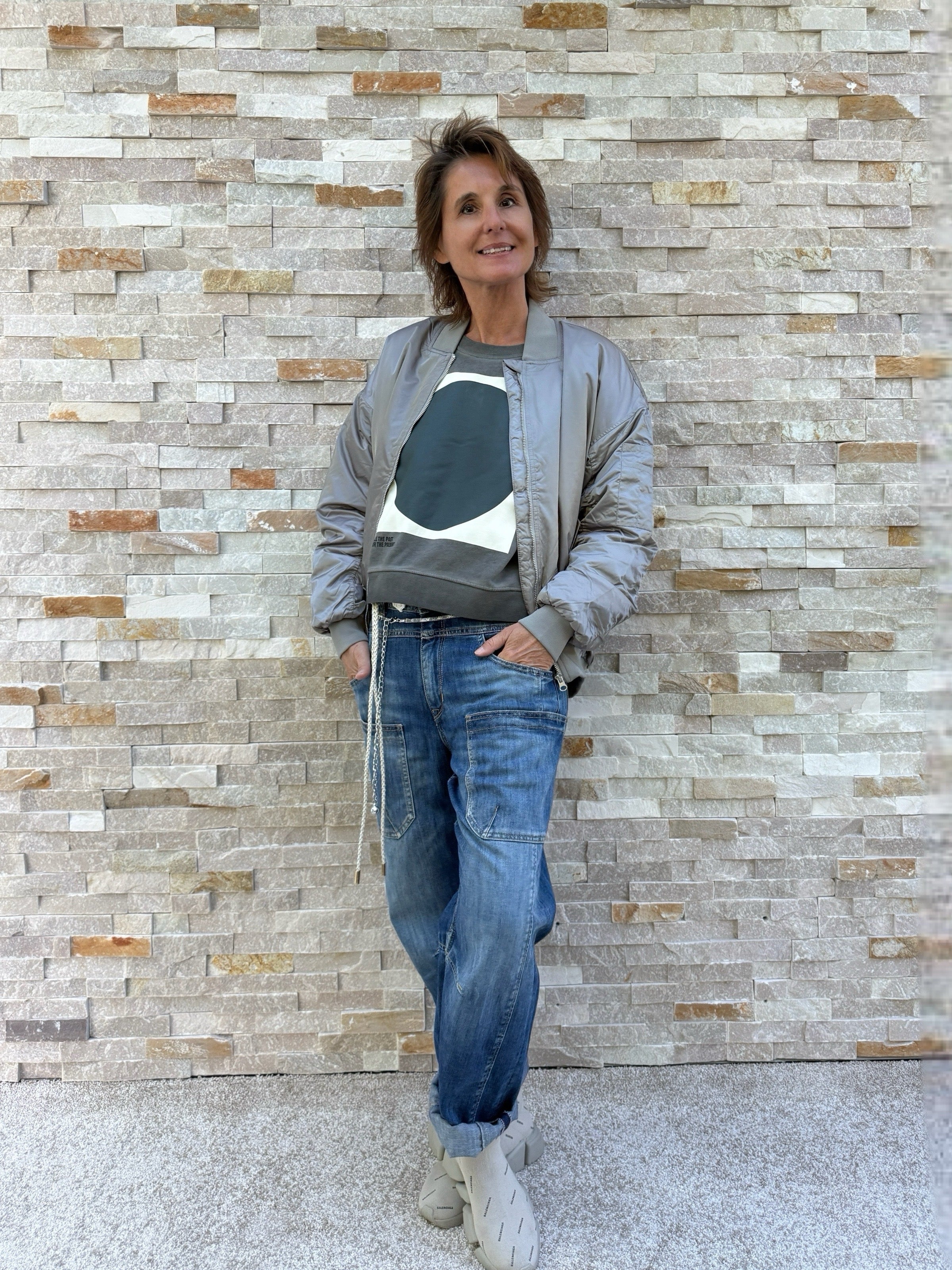 Blouson / Bomberjacke in Silbergrau