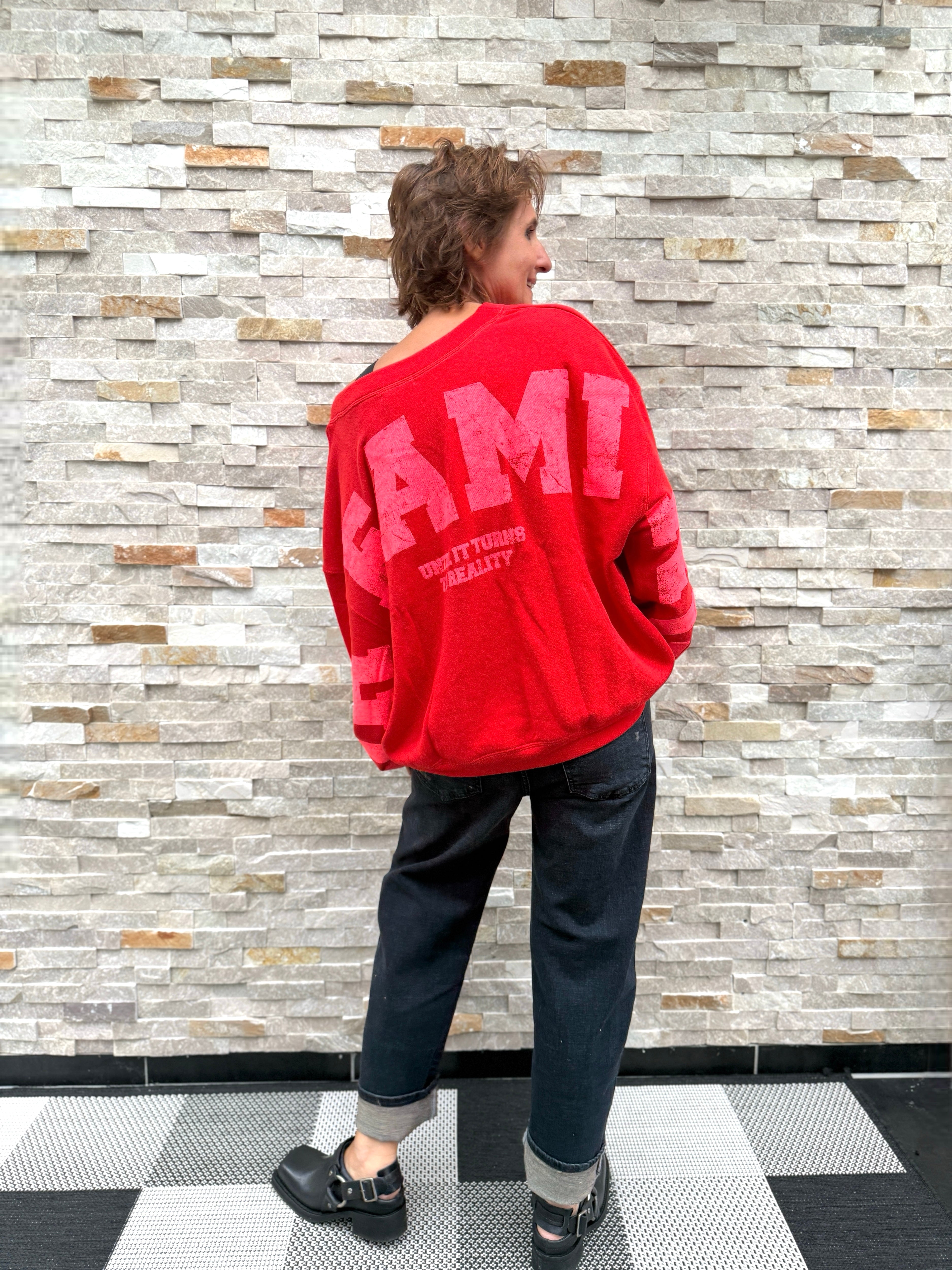 Oversized Sweatshirt Sky Dreaming Rot mit Pink