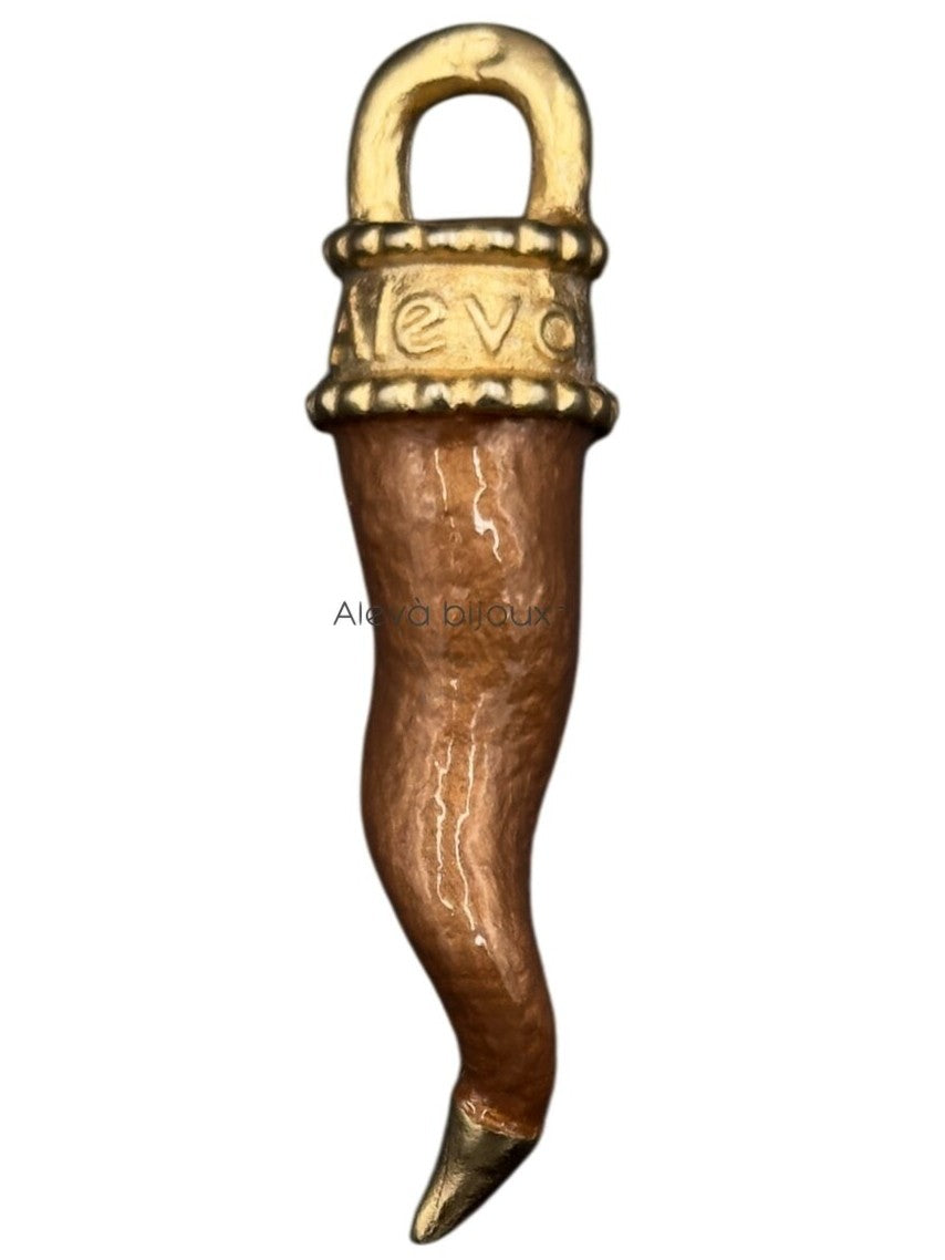Schmuckanhänger Corno Smaltato HORN Gold-Bronze