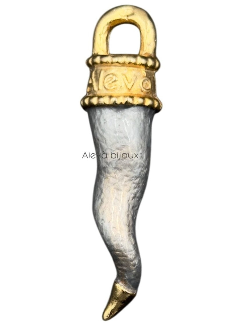 Schmuckanhänger Corno Smaltato HORN Gold-Silber