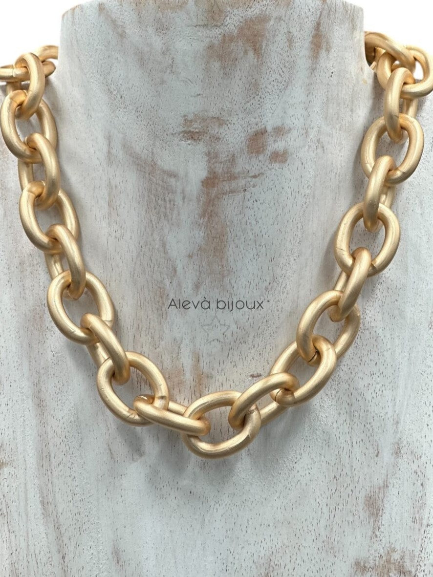 Halskette Nisida mit beiten Gliedern 45cm in matt Gold