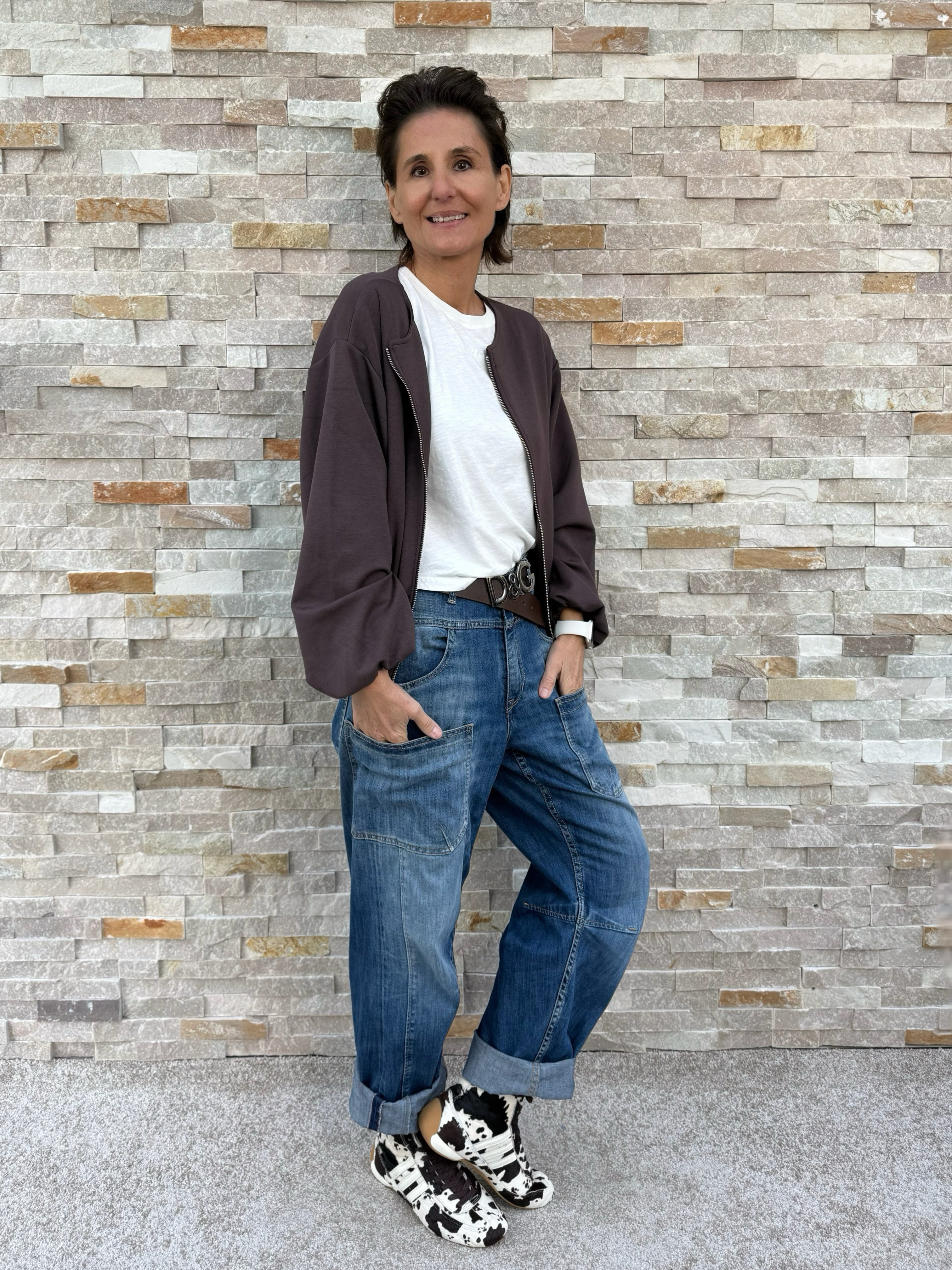 Jeans MADIE NEO mit aufgesetzten Taschen Mittelblau