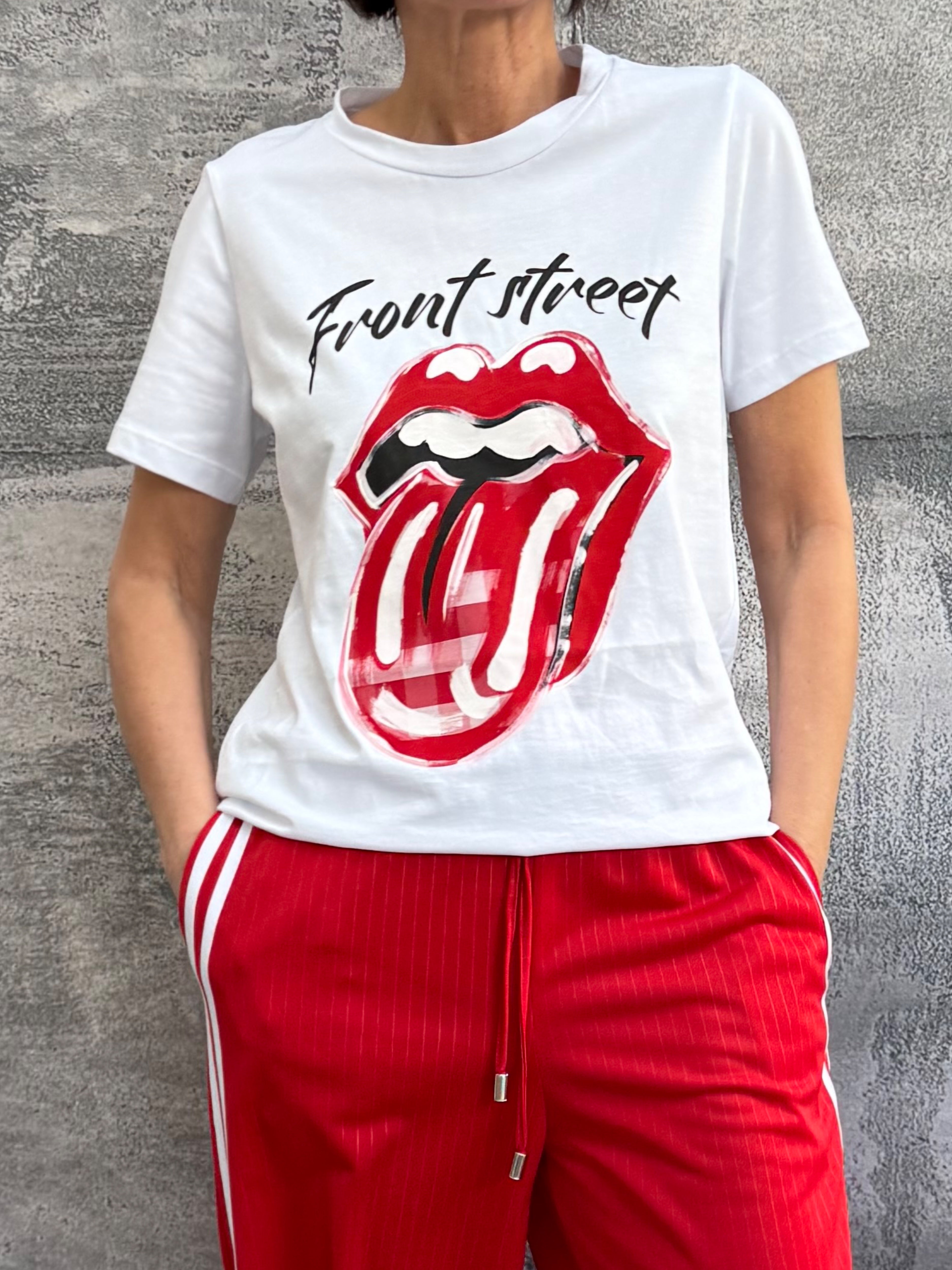 70S Rock T-Shirt mit Halbarm in Weiß