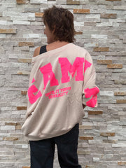 Oversized Sweatshirt Sky Dreaming Vanille mit Pink