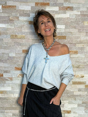 Pullover mit V-Ausschnitt in Hellgrau