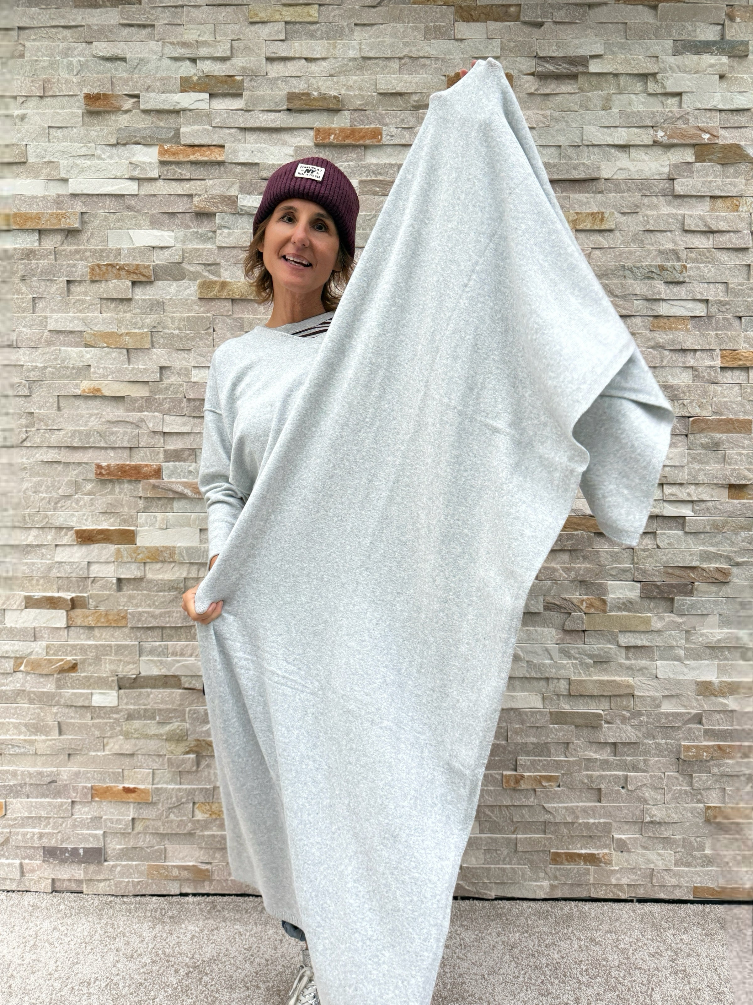 Großer Strickschal Hellgrau