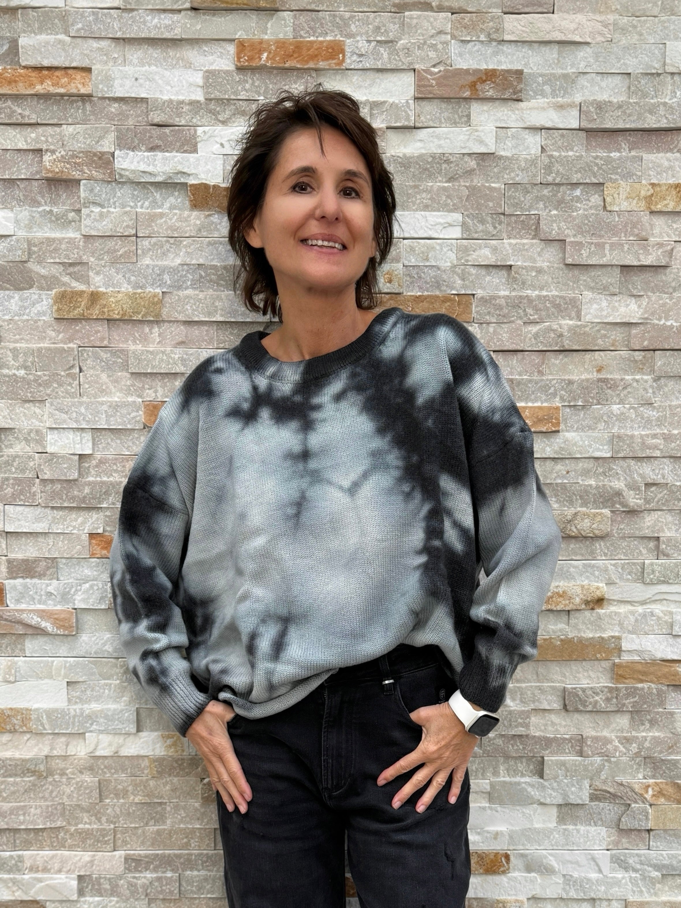 Batik Pullover WATERLOO in Schwarz