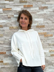 Cashmere Strick Hoodie in Offwhite