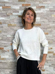 Kurzer Cashmere Pullover in Offwhite