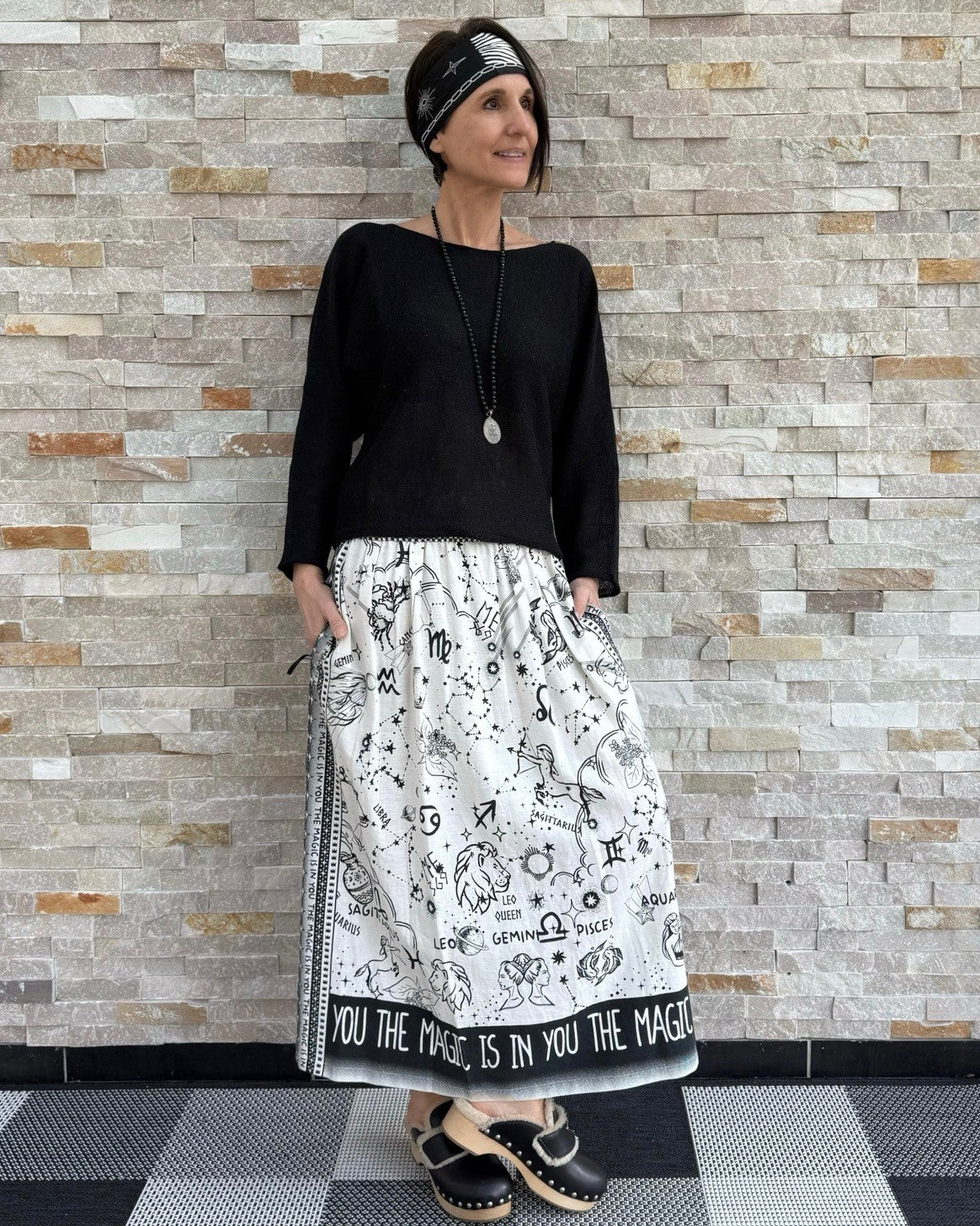 Pullover mit Leinen in Schwarz