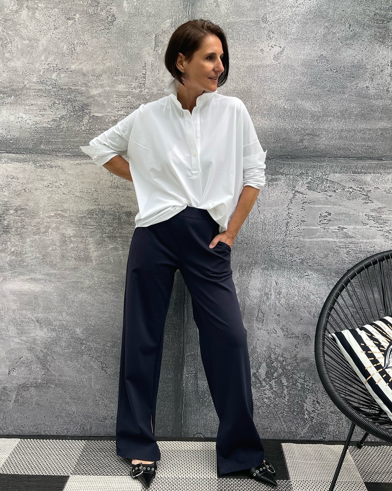 Tunika Bluse MAGDA Reisequalität in Weiß