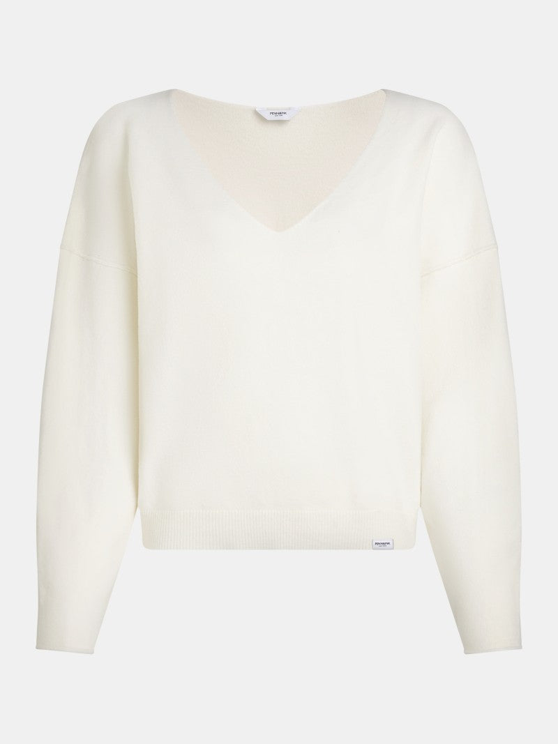 Pullover mit V-Ausschnitt in Ecru