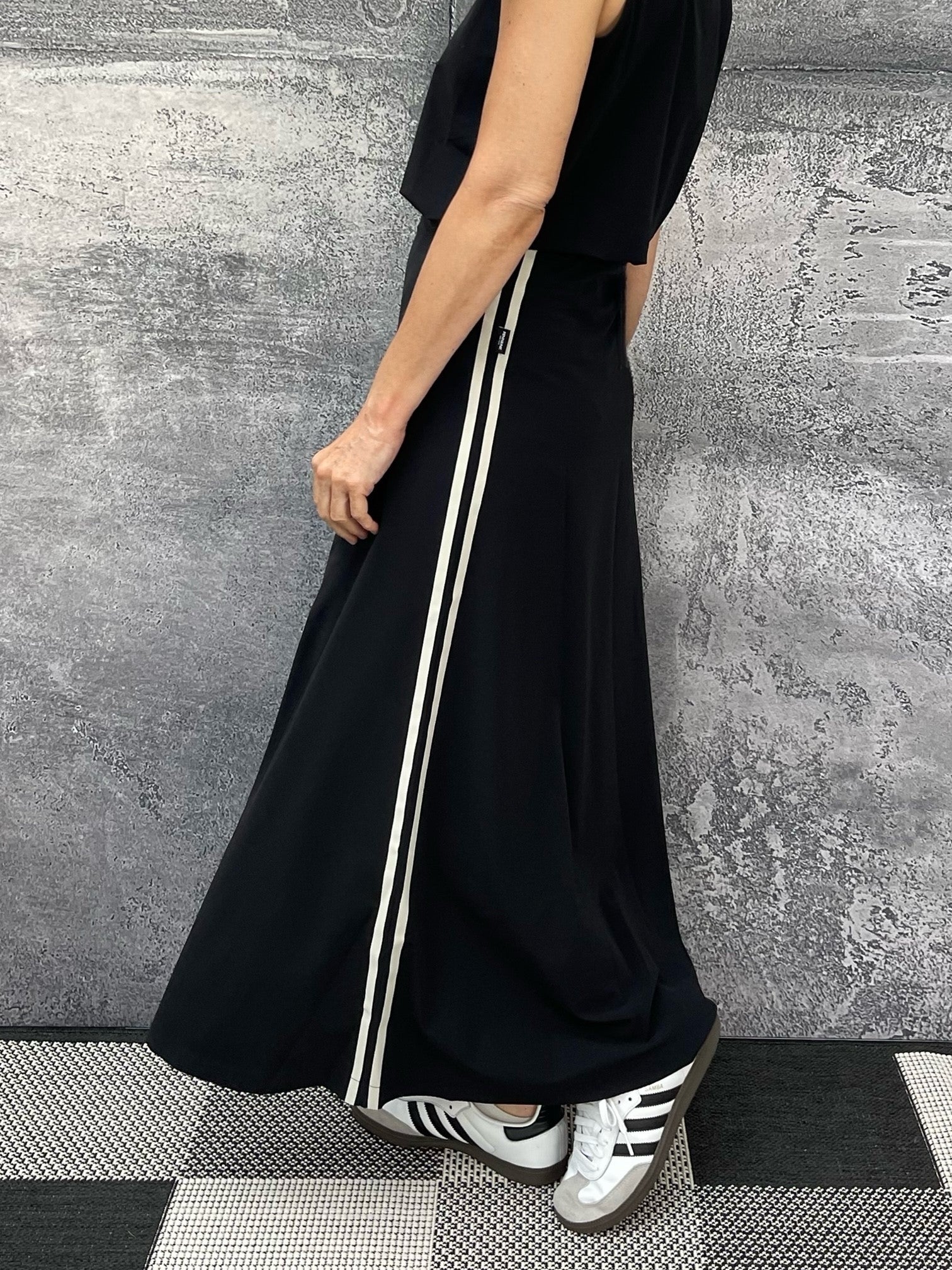 Midi Rock Anna Stripe Schwarz