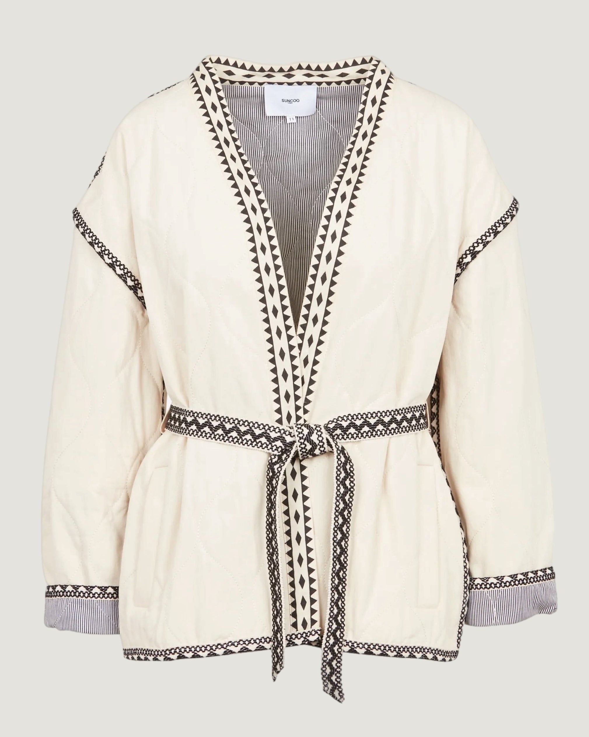Leicht wattierte Jacke mit Gürtel EVAN in Creme