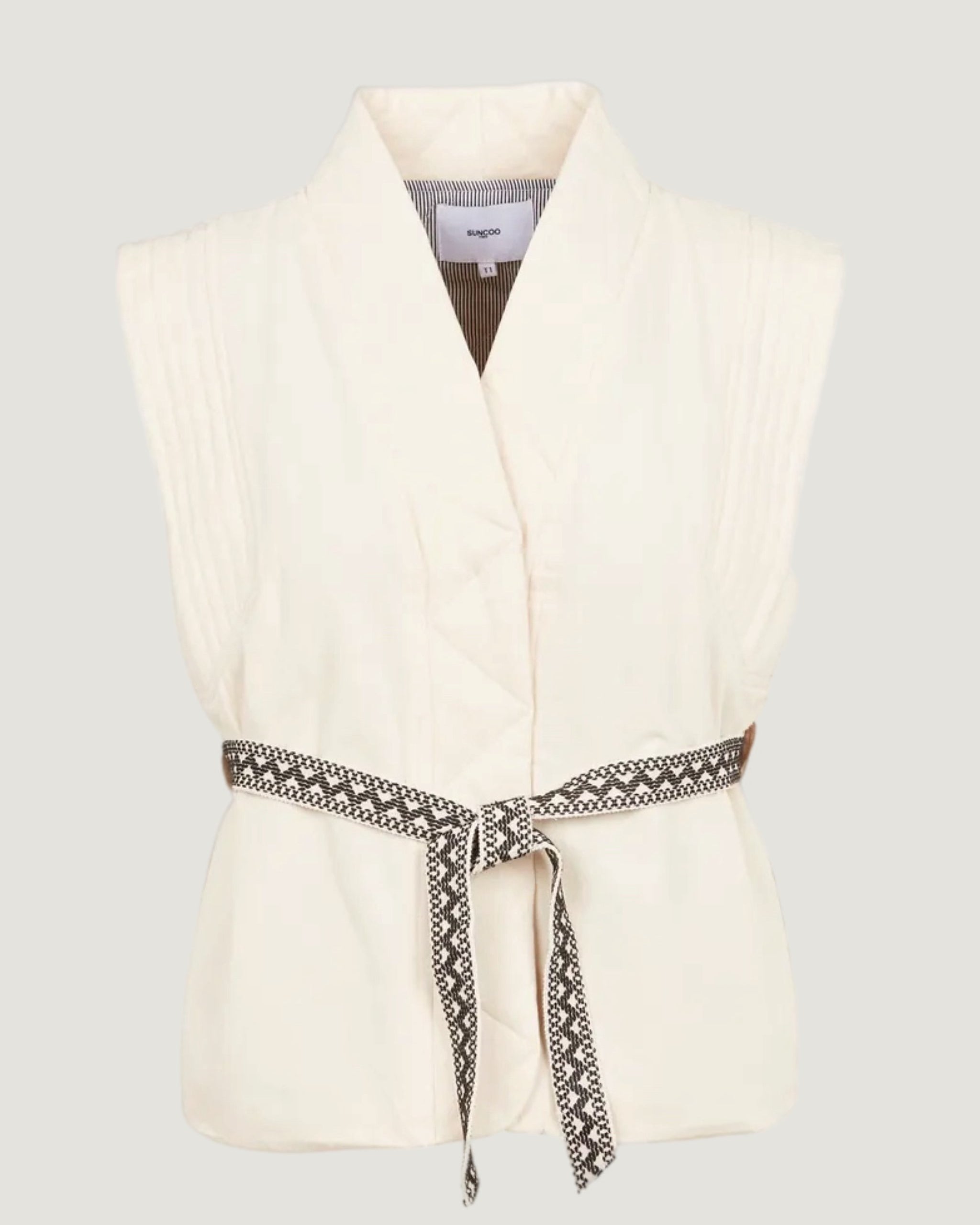 Leicht wattierte Weste mit Gürtel ELVIS in Creme