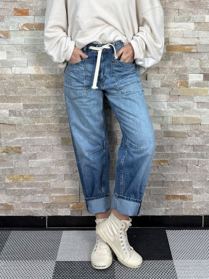 Jeans MADIE loose fit mit Kordel Middle Blue