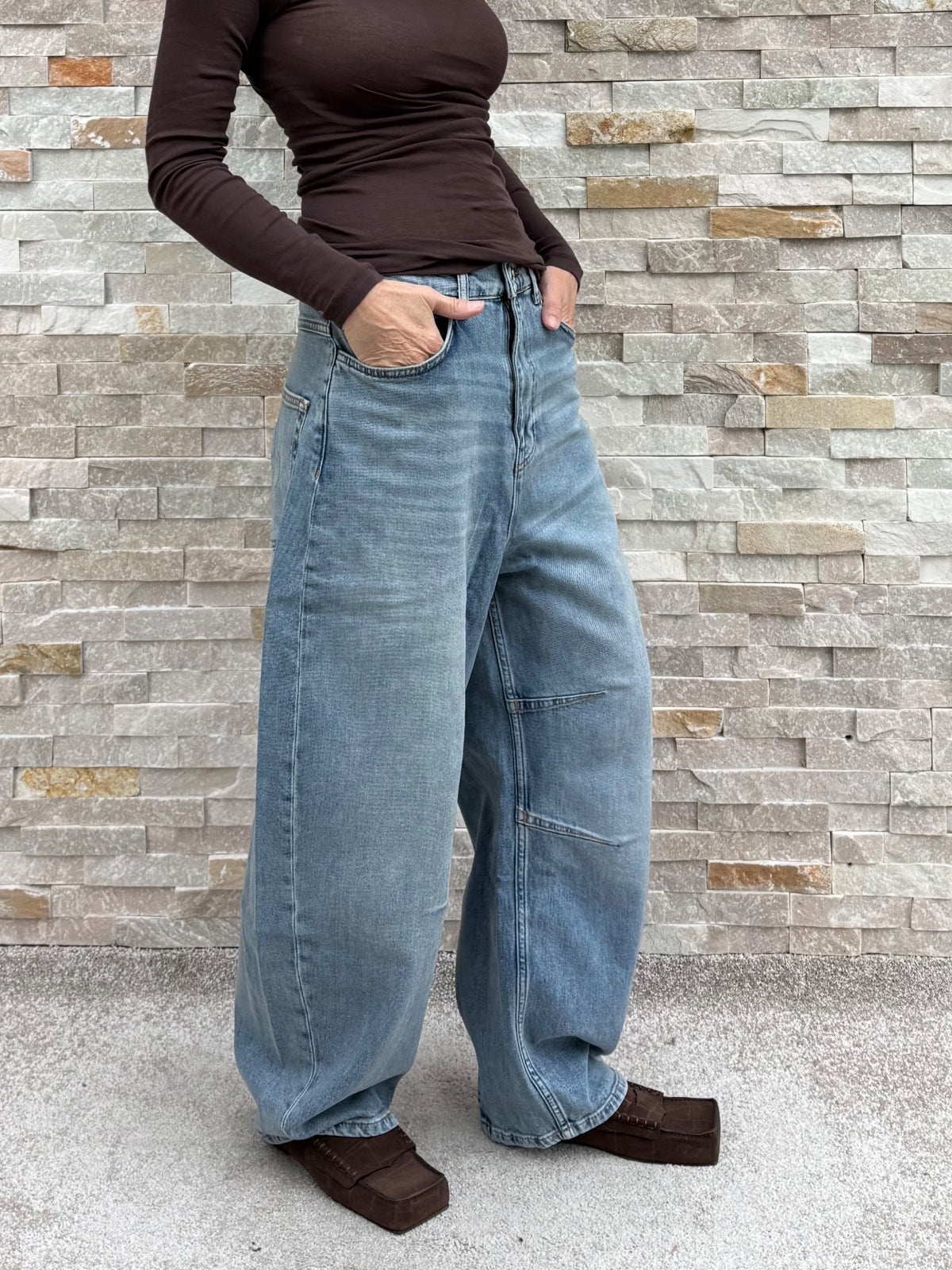 Barrel Jeans wide tapered denim pants Blue
