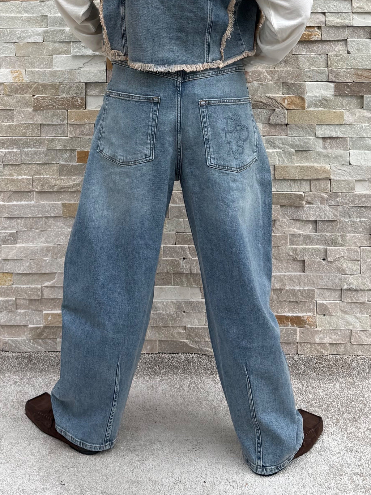 Barrel Jeans wide tapered denim pants Blue