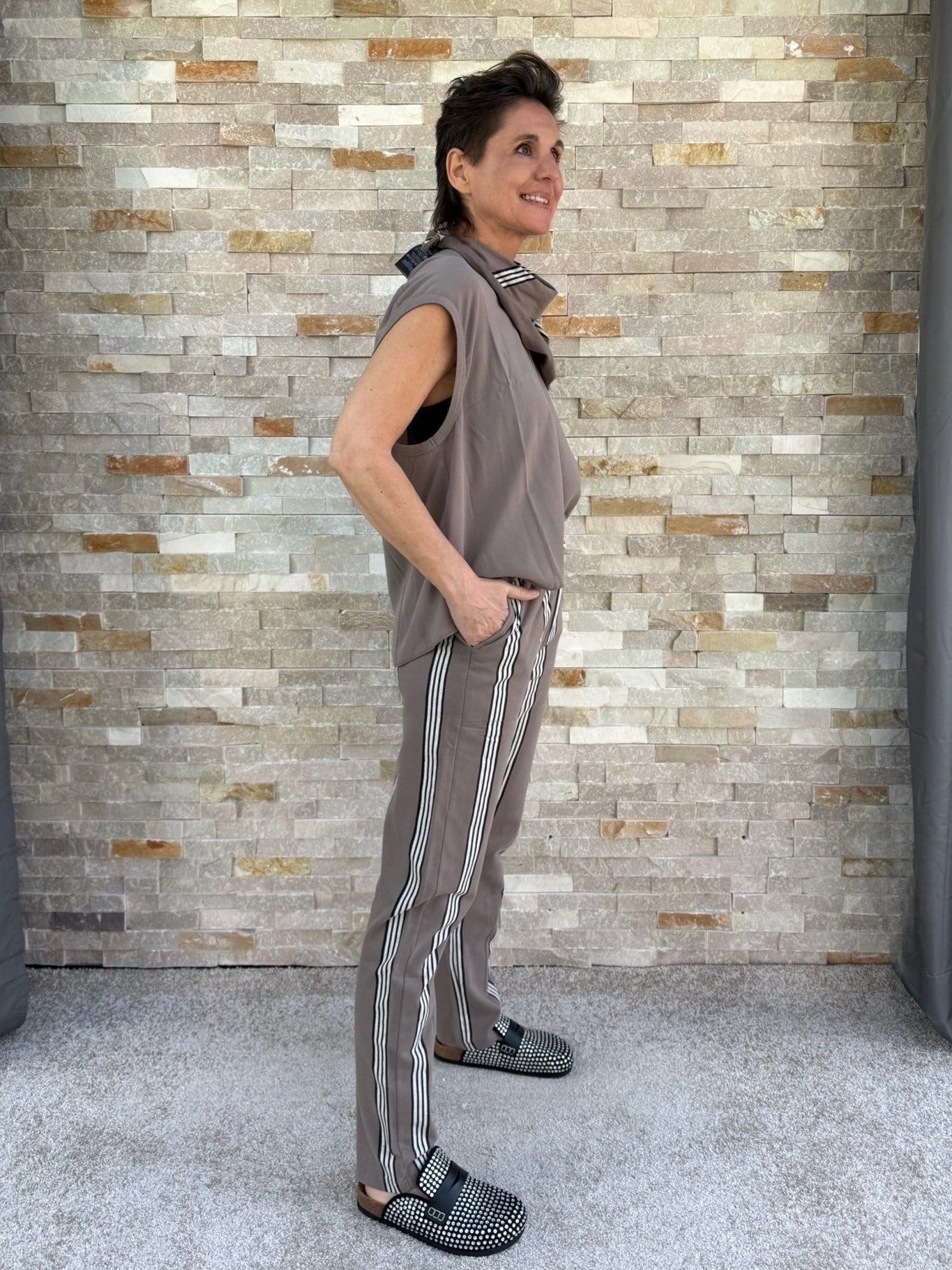 Easy Streifen Hose in Moonrock