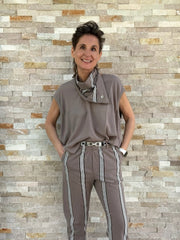 Viscose Shirt mit V-Ausschnitt im Moonrock