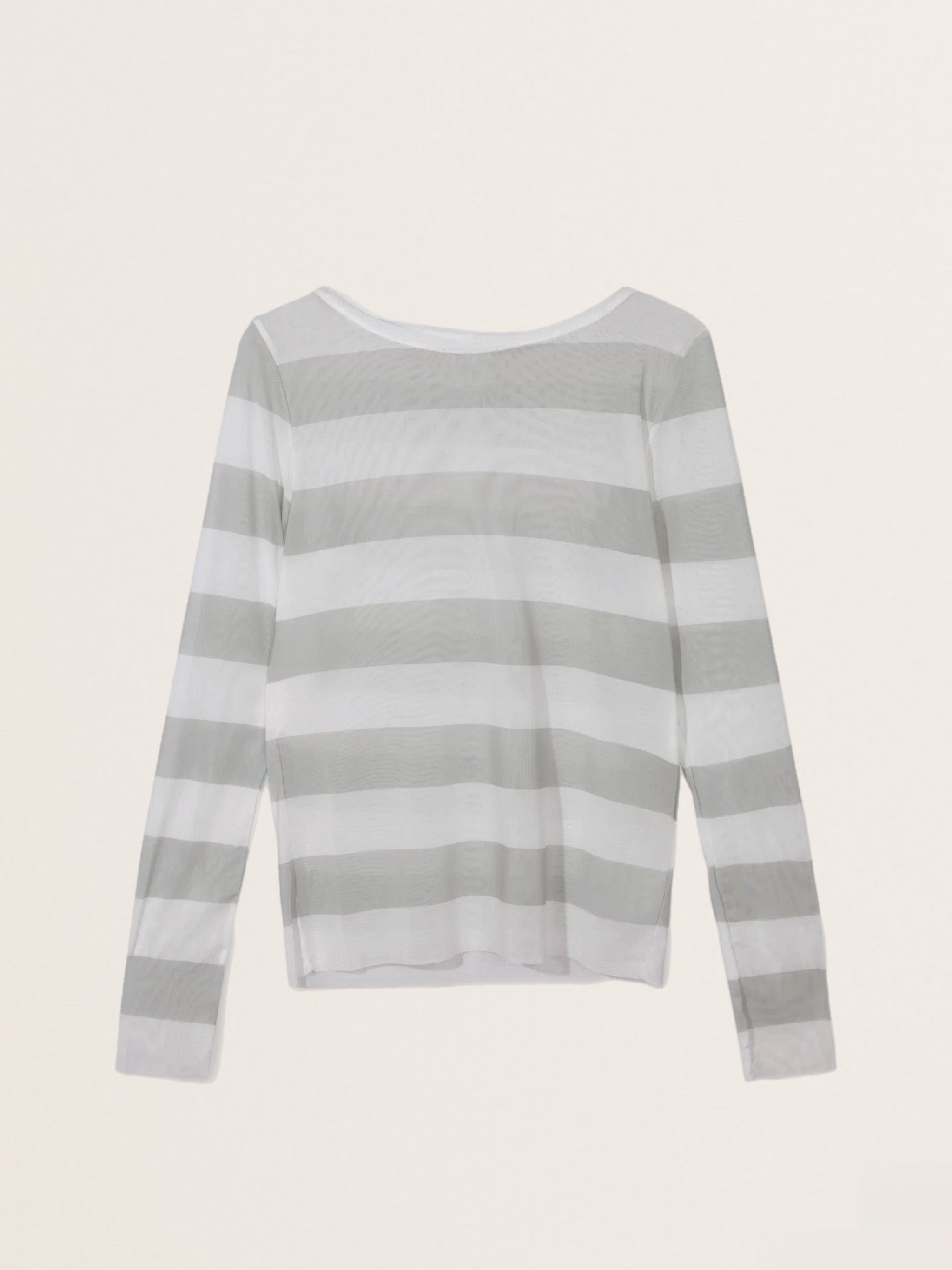 Mesh-Langarmshirt mit Streifen Hellgrau