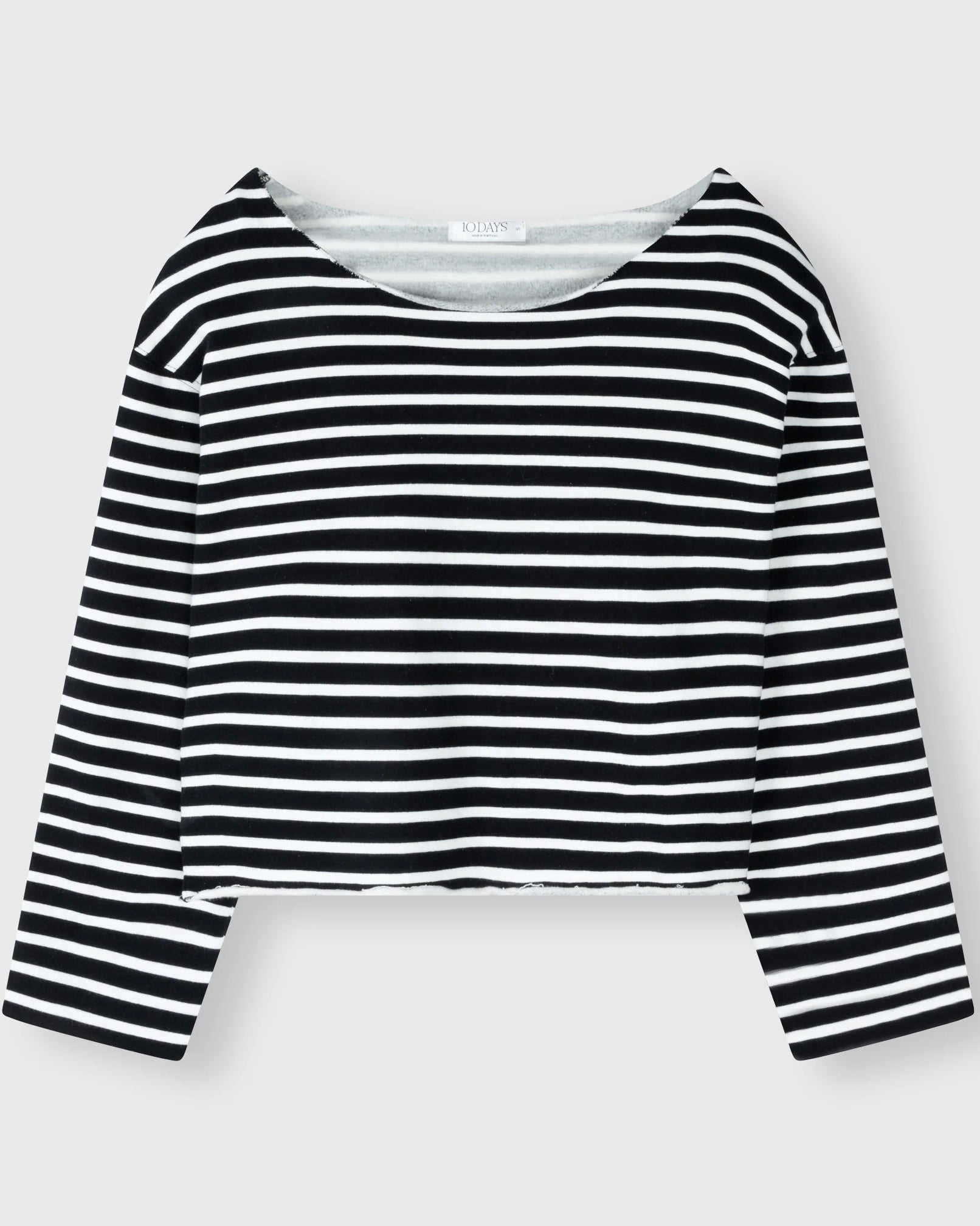 Sweatshirt U-Boot Streifen Schwarz-Ecru