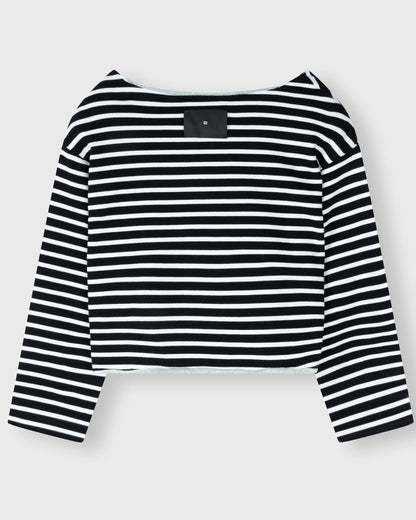 Sweatshirt U-Boot Streifen Schwarz-Ecru