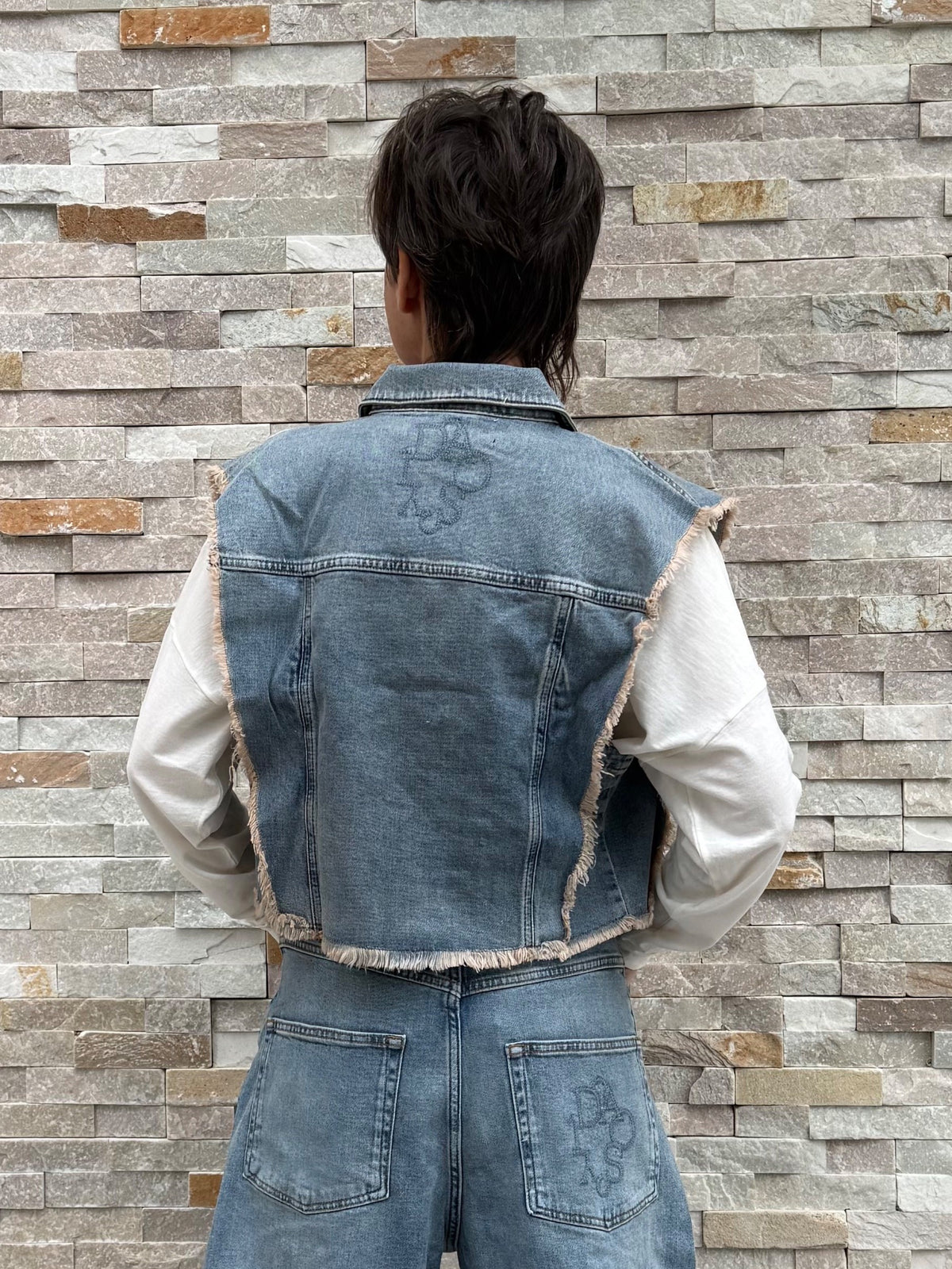 Jeans Weste cropped denim gilet Blue