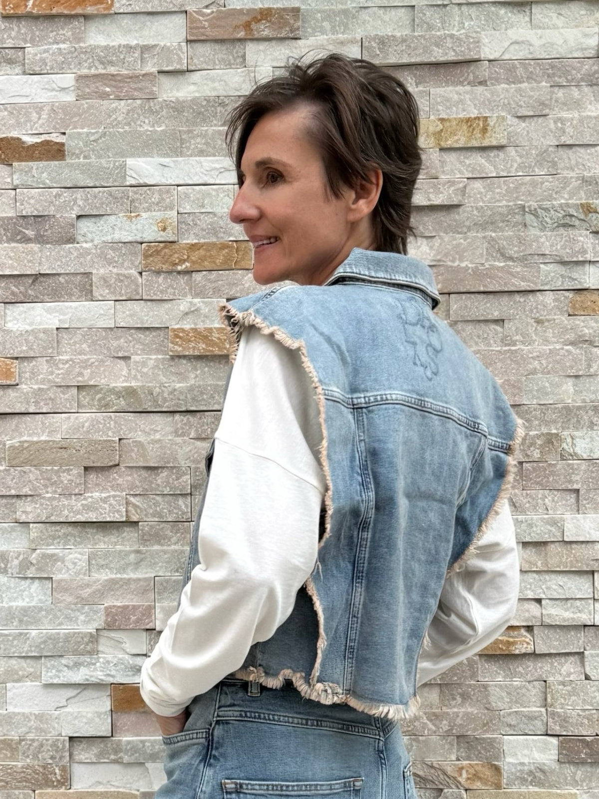 Jeans Weste cropped denim gilet Blue