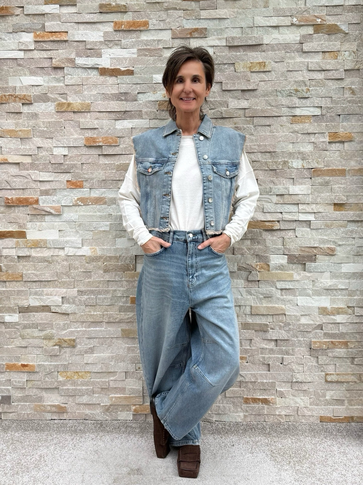 Jeans Weste cropped denim gilet Blue