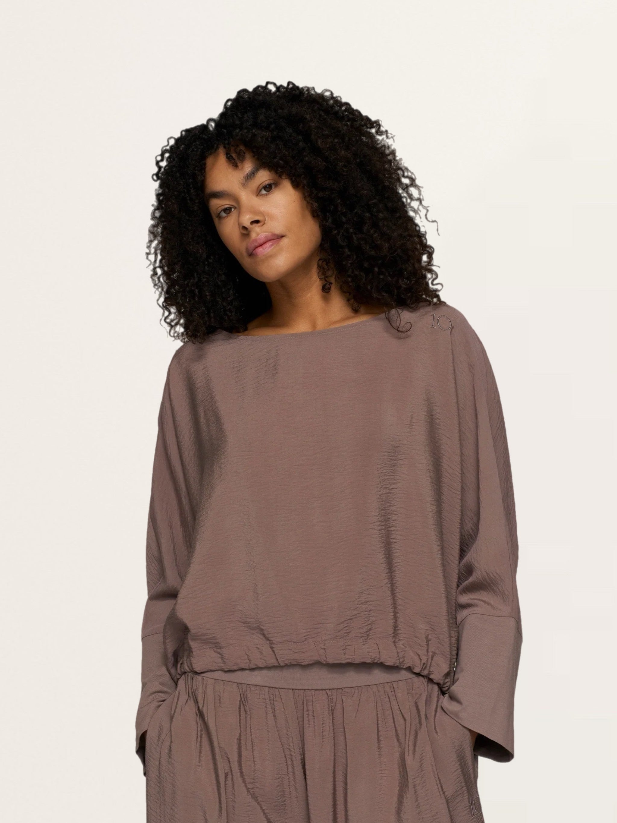 Blusen-Shirt batwing top in Moonrock