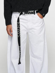 10DAYS long logo belt black and white