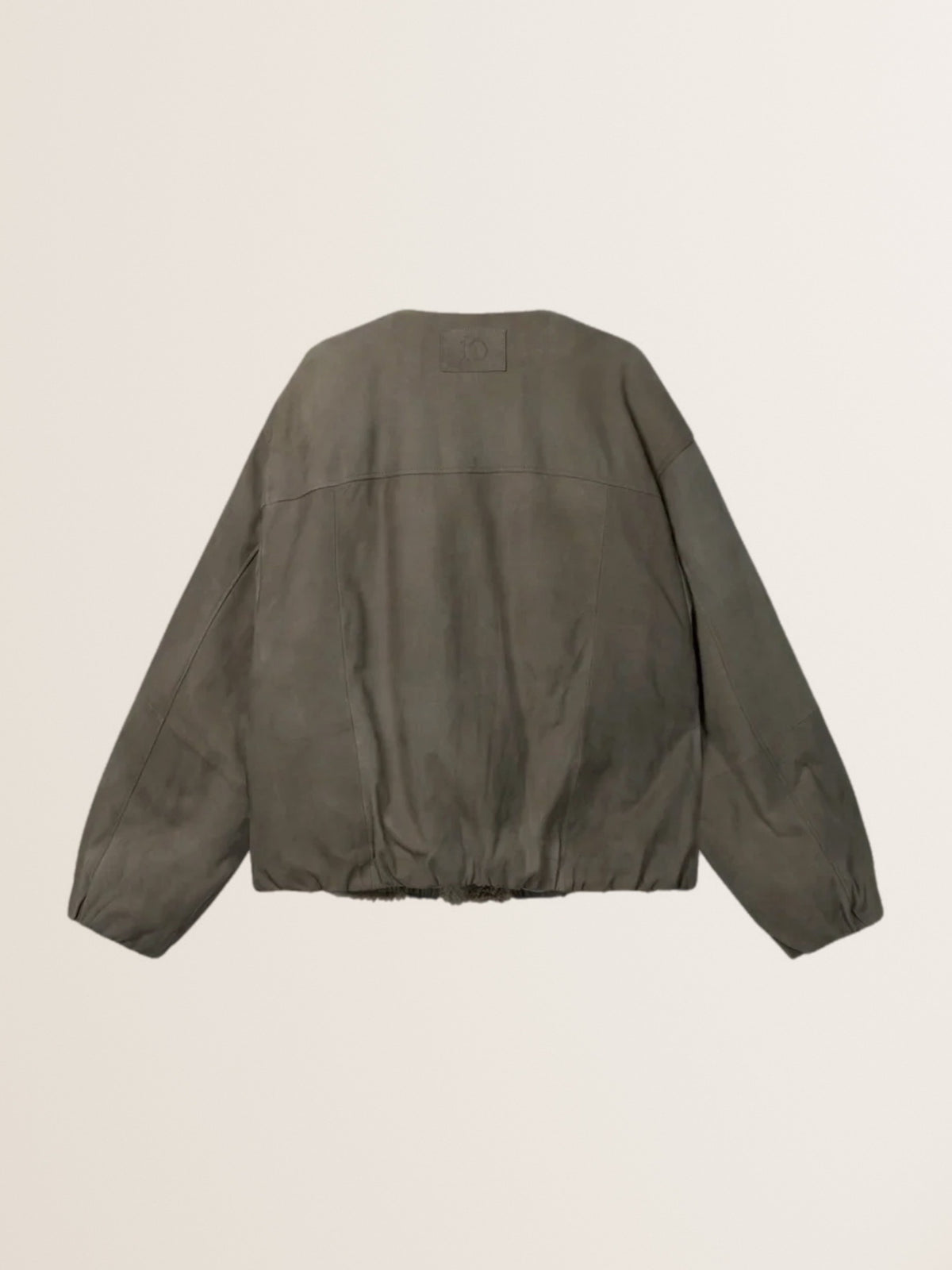 Oversized Fit Lederjacke mit Teddyfutter in Dark Fog