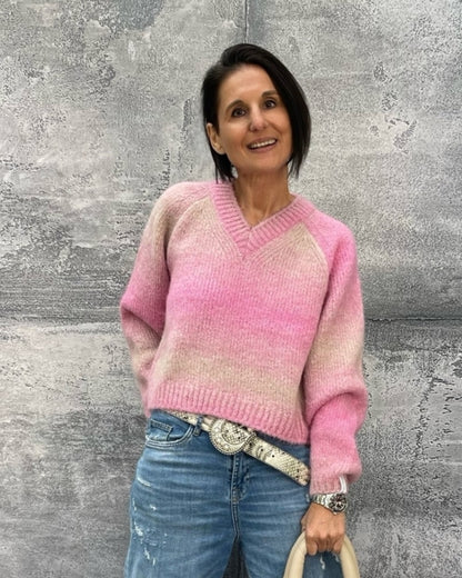 Pullover mit Farbverlauf Alpaka-Mix Pink-Beige